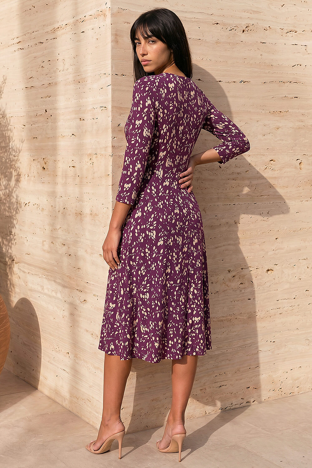 Wine Petite Twist Front Dress, Image 4 of 4