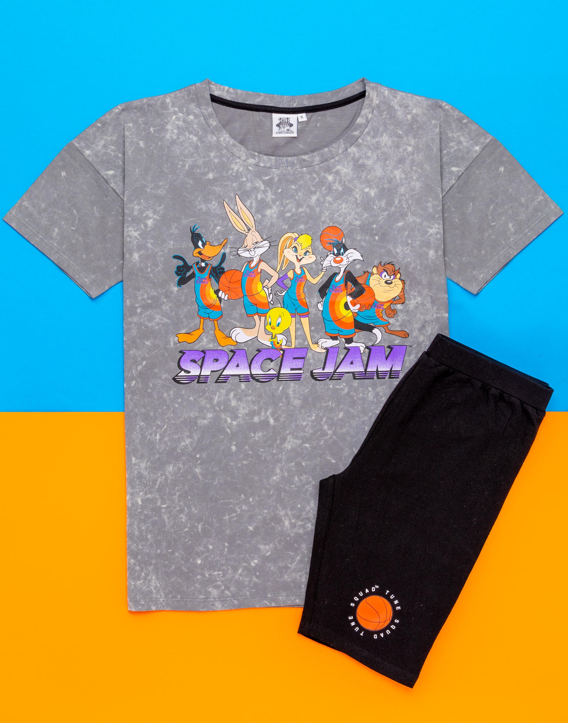 Grey Space Jam Short Sleeve Cycling Short Pyjama, Image 3 of 6