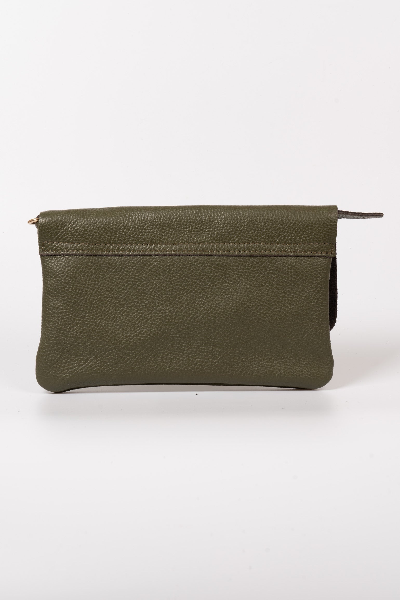 Khaki Italian Leather Clutch Bag, Image 2 of 3
