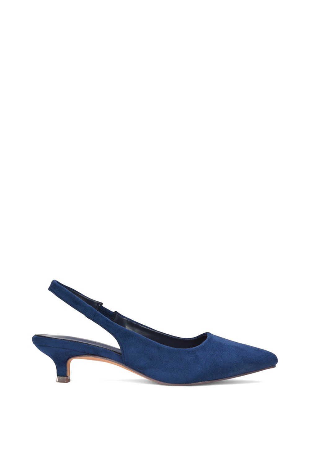Black 'Leila' Pointed Toe Low Kitten Heel Slingback Court Shoes