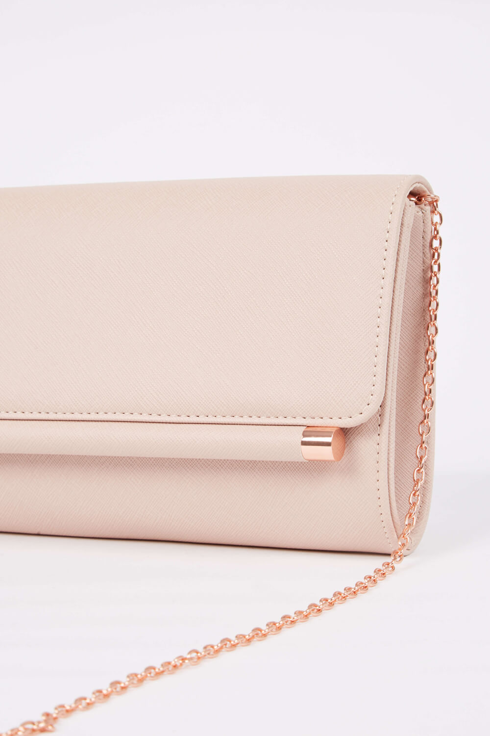 Rose Gold Metal Bar Foldover Clutch Bag, Image 5 of 4