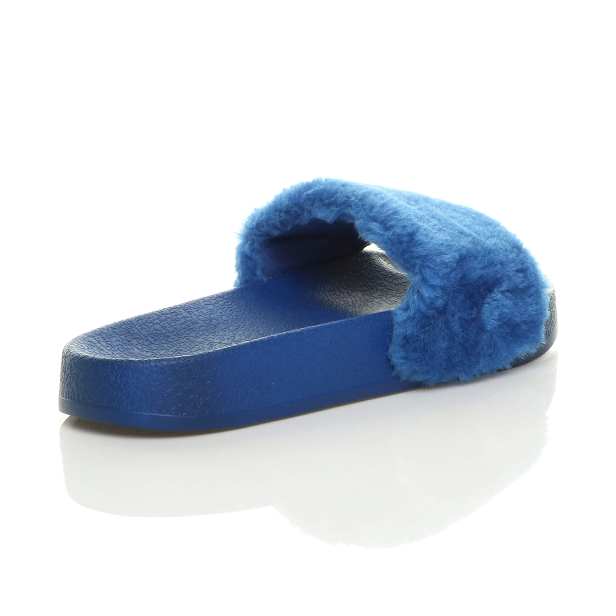 Blue Faux Fur Flip Flop Sandals Slides, Image 4 of 7