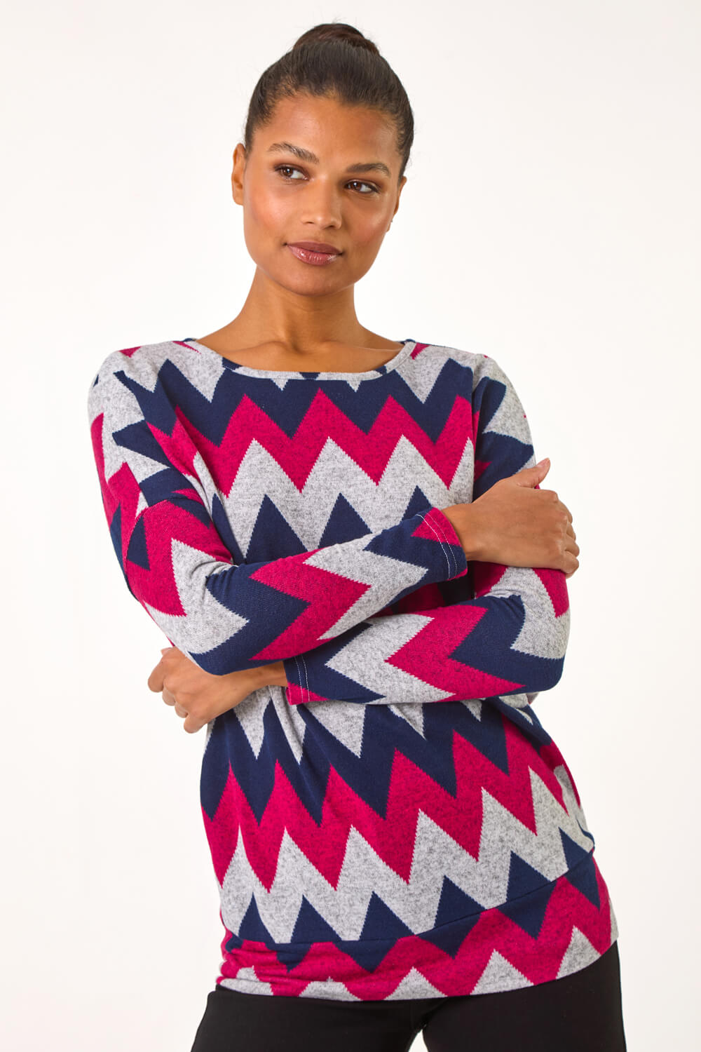 Women's Long Sleeve Zig Zag String Top