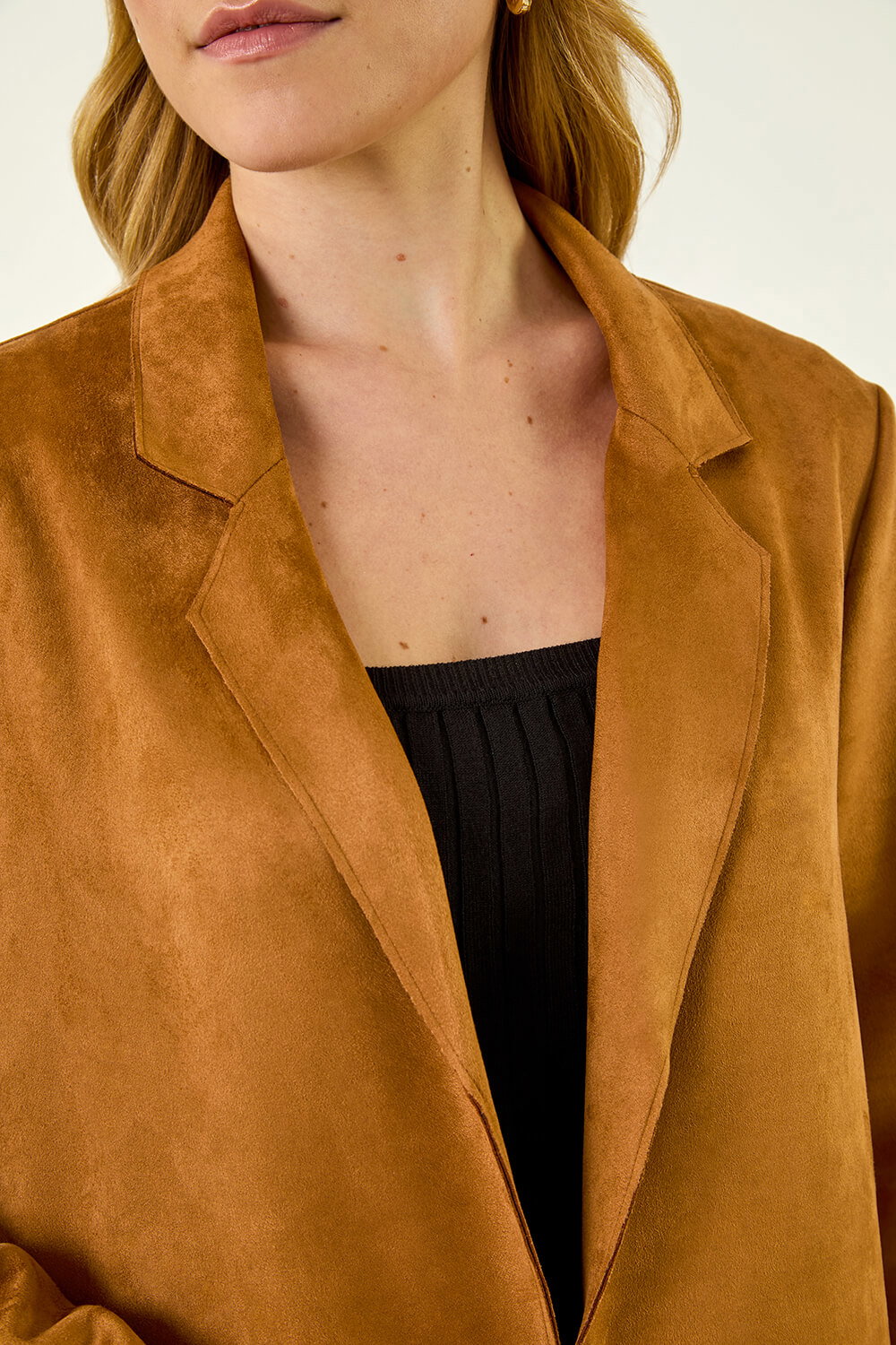 Tan Faux Suede Longline Jacket, Image 6 of 5
