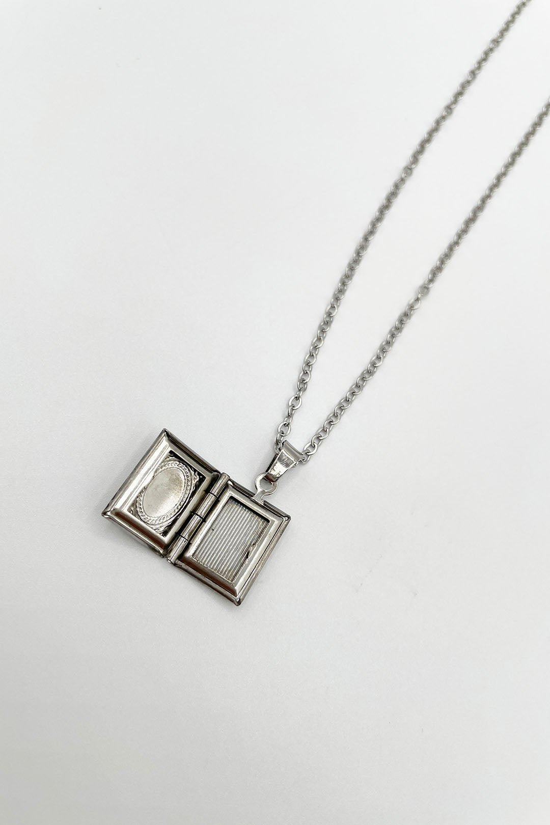 Silver Booklet Locket Pendant Necklace in Silver, Image 2 of 6