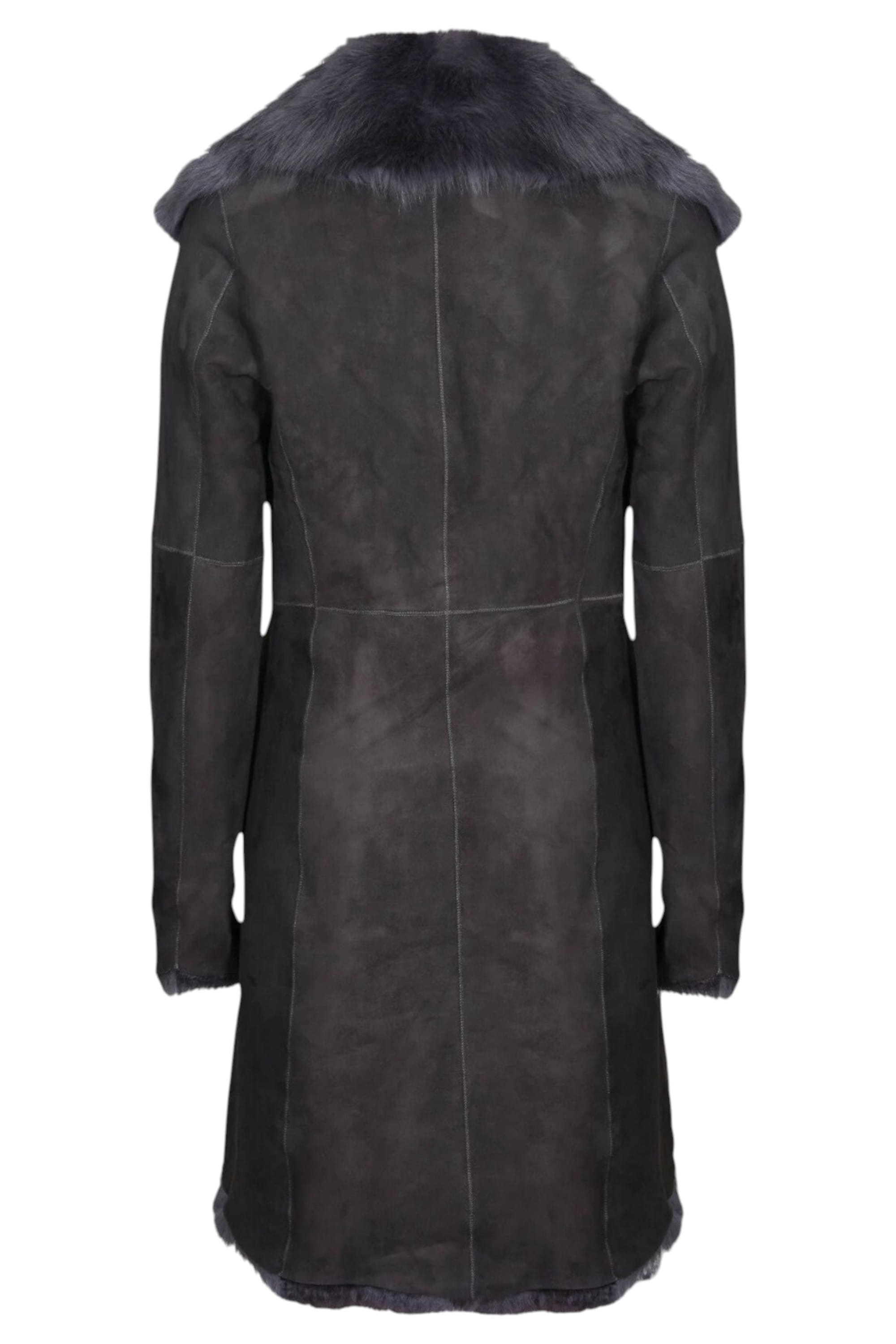 Dark Grey Toscana Sheep Suede Leather Trench Coat, Image 5 of 7