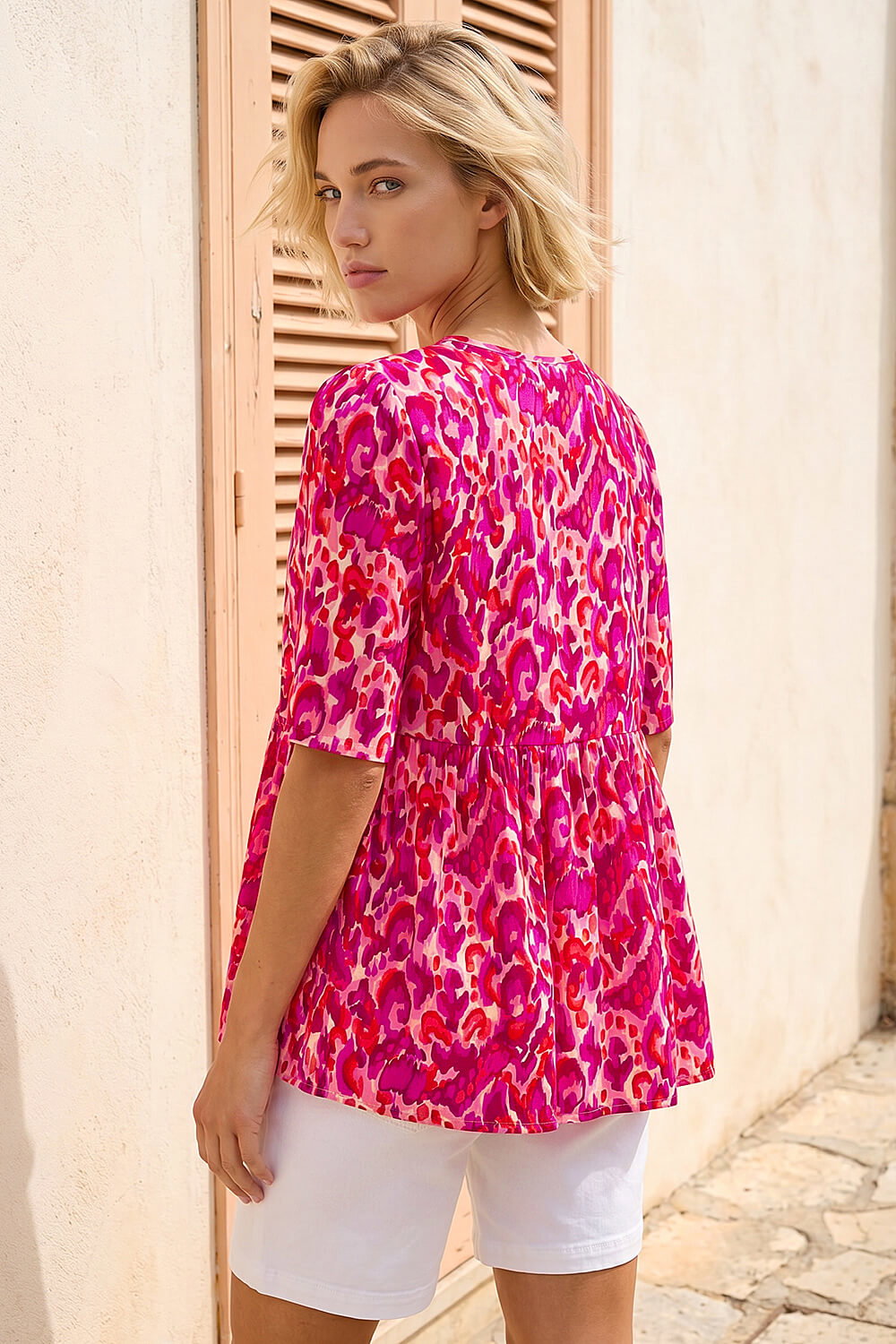 Pink Abstract Print Tassel Top, Image 3 of 4