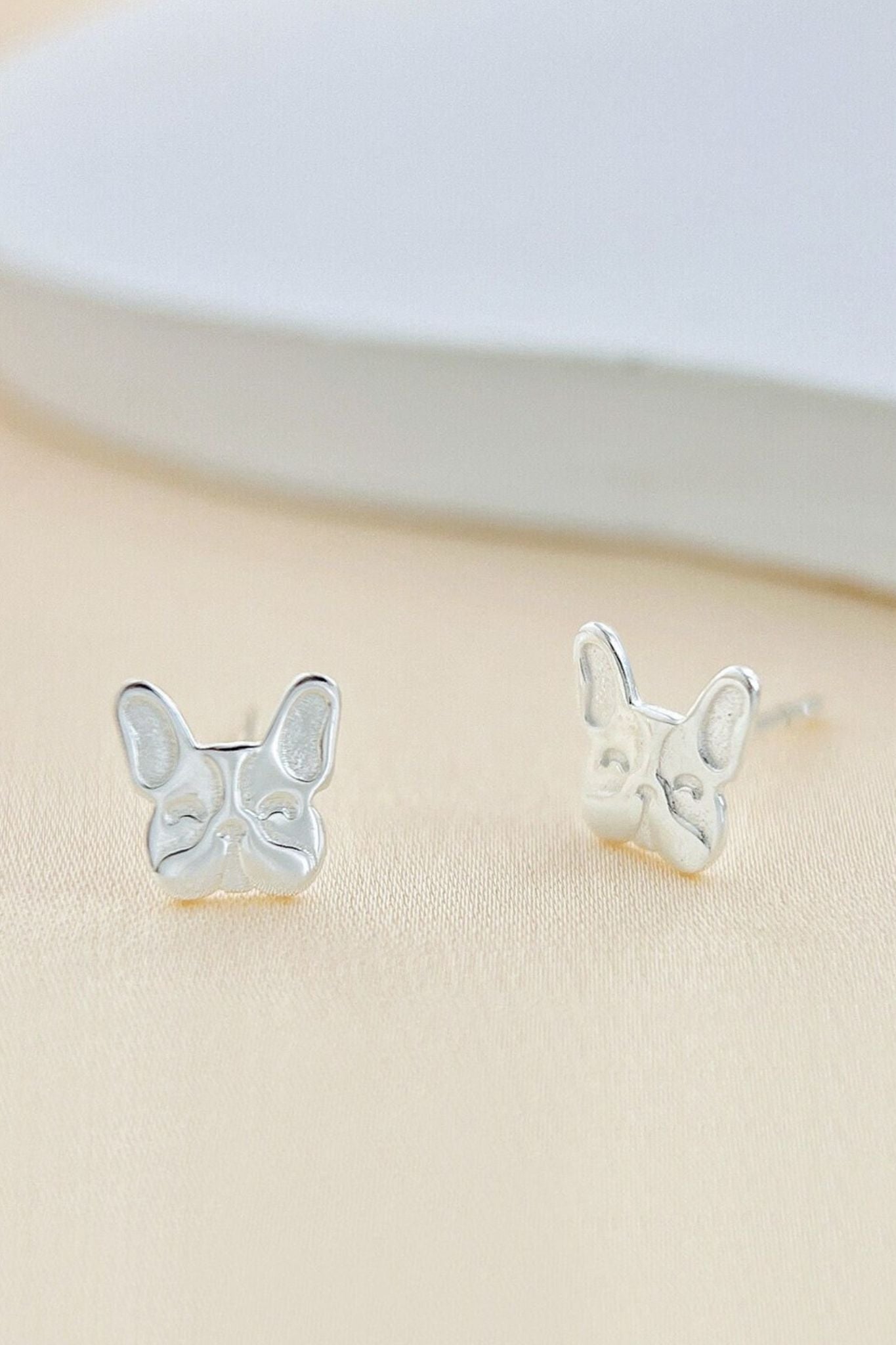 Silver Sterling Silver French Bulldog Studs, Image 3 of 3
