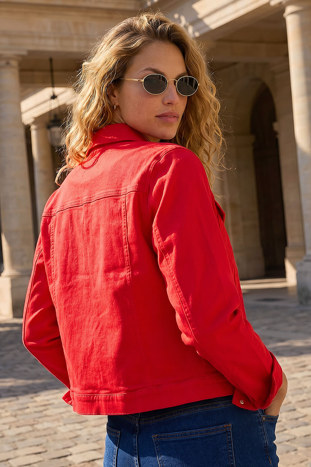 Red Stretch Pocket Detail Jacket, Image 4 of 4