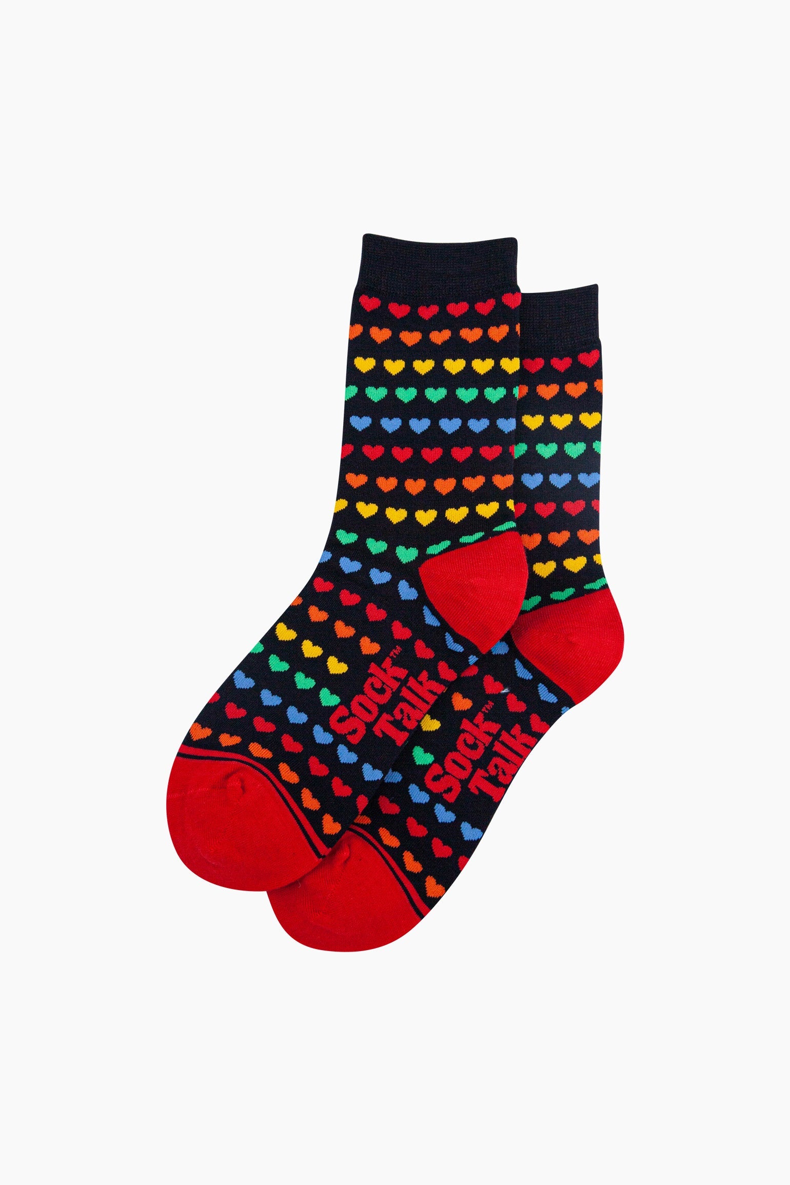 Navy Blue Rainbow Love Hearts Bamboo Socks in Navy, Image 3 of 4