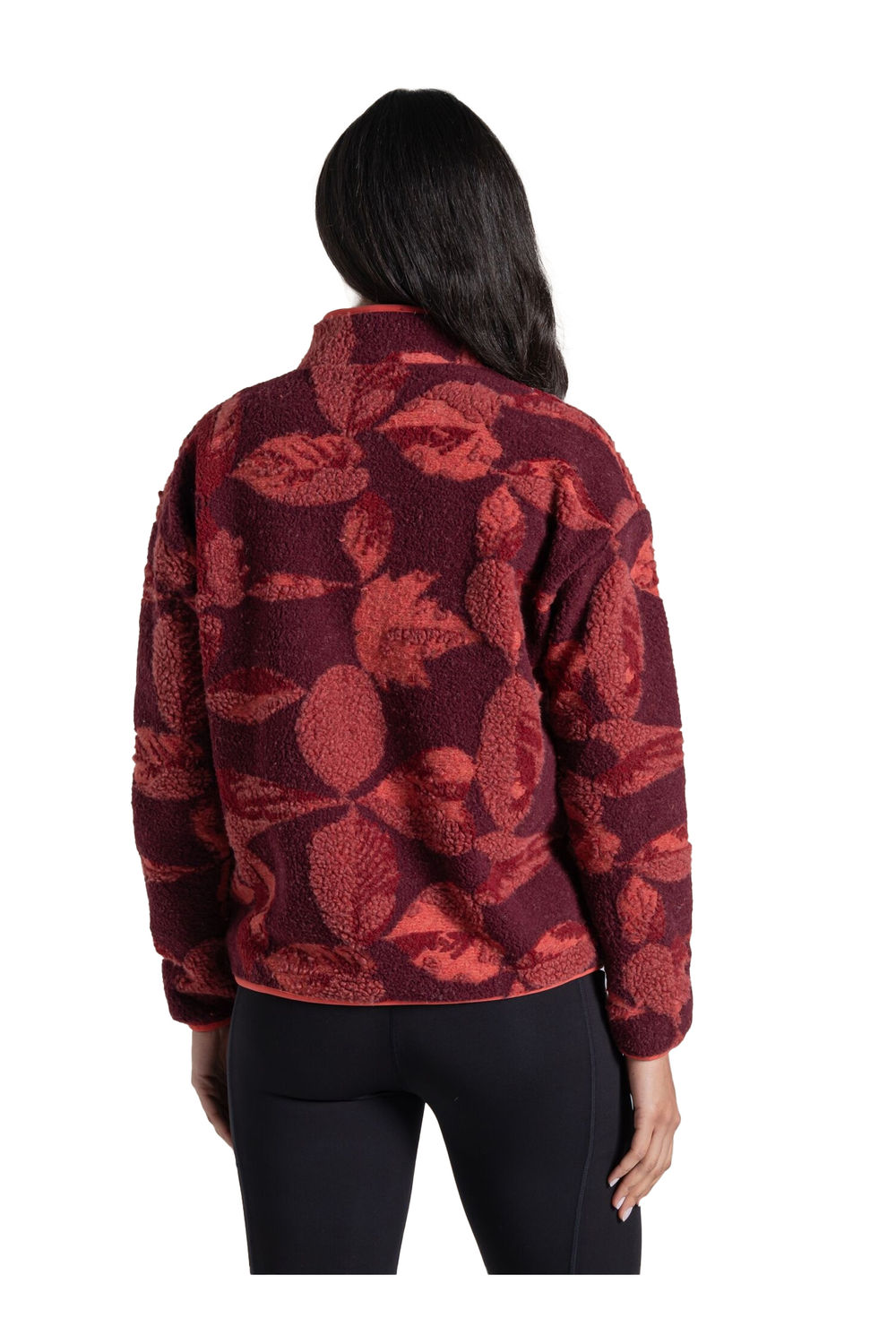Red Catalina Leaf Print Fleece Jacket, Image 2 of 4