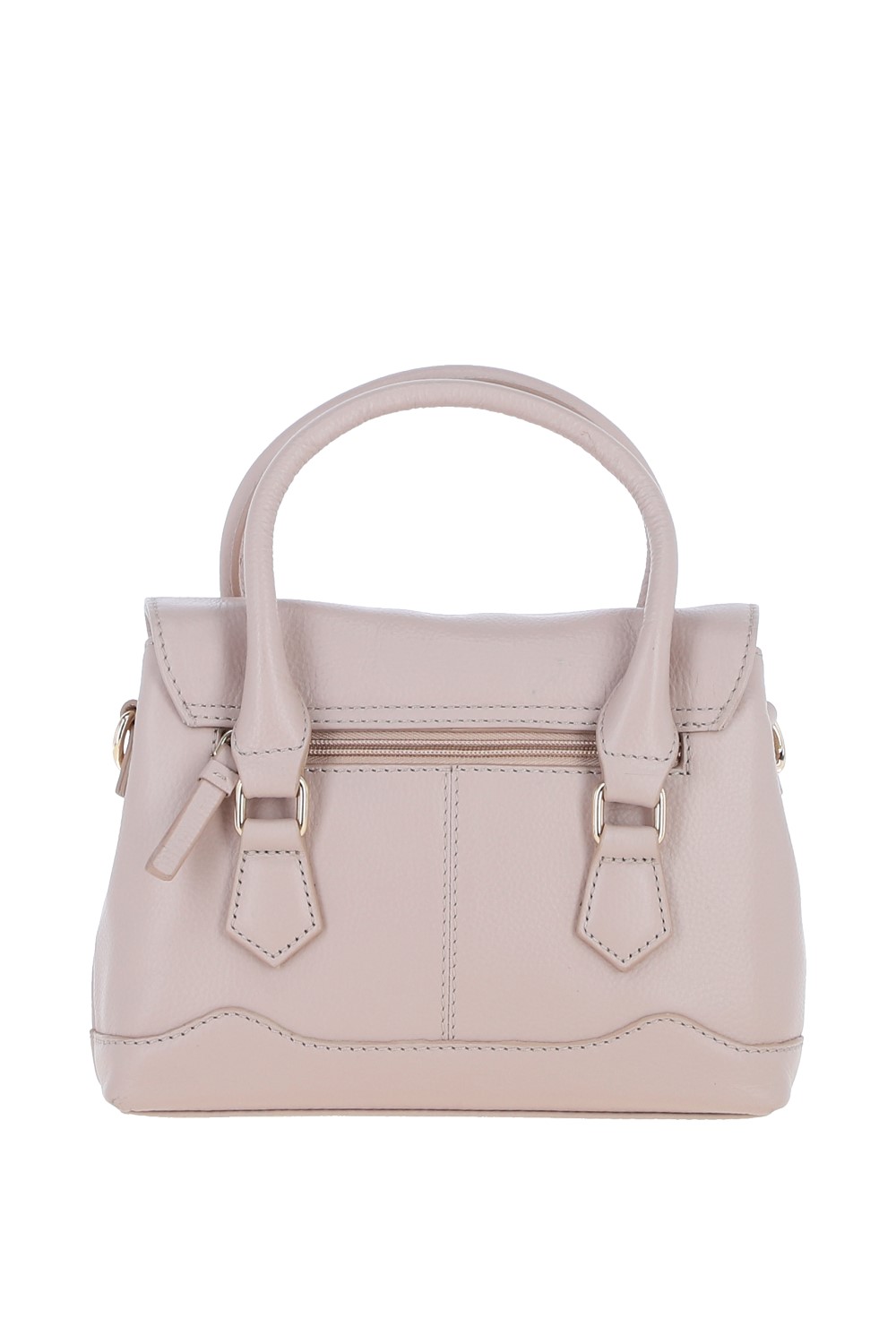 Beige Elegant Leather Handbag With Detachable Crossbody Strap, Image 3 of 4