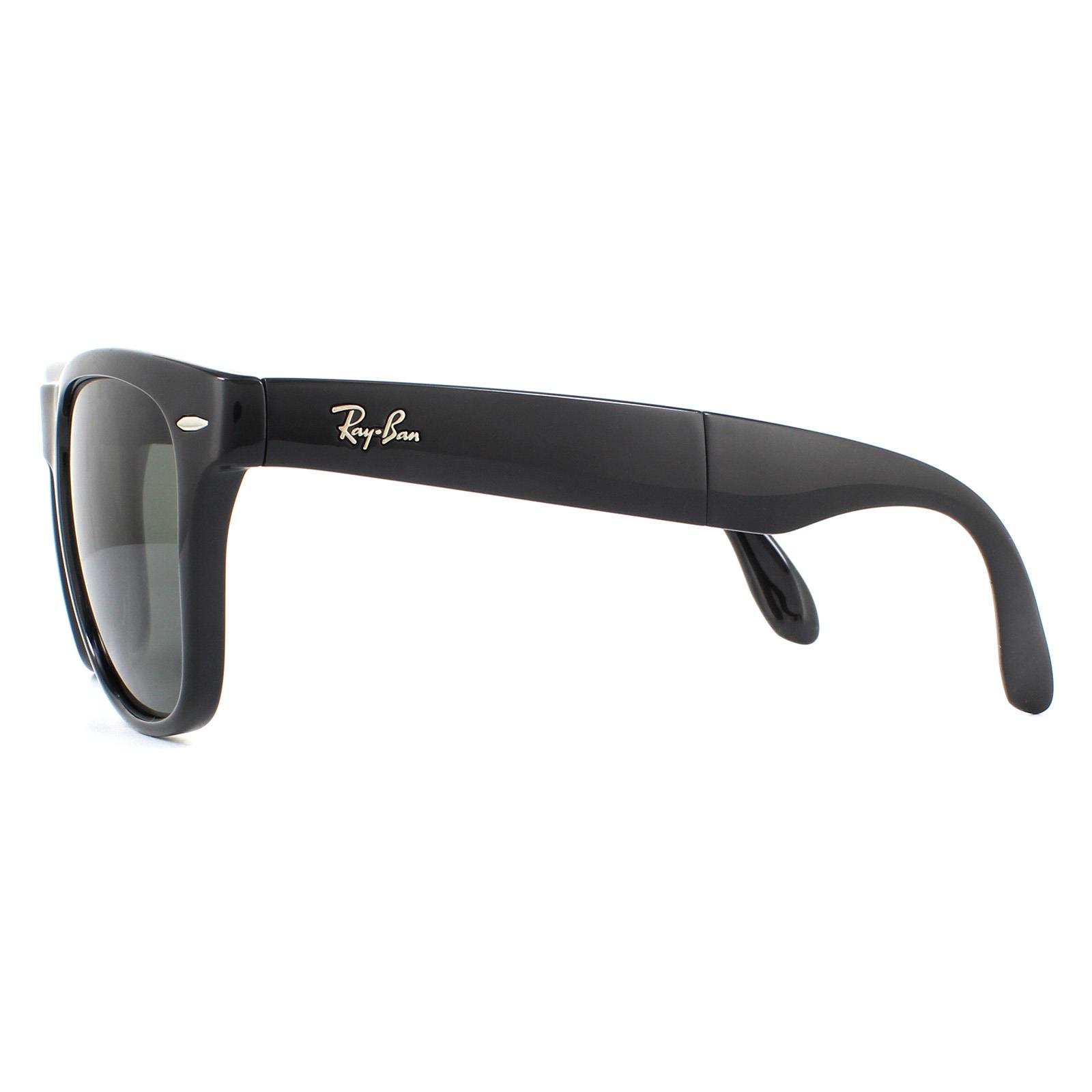Black Rectangle Black Green Polarized Folding Wayfarer 4105 Sunglasses, Image 3 of 4