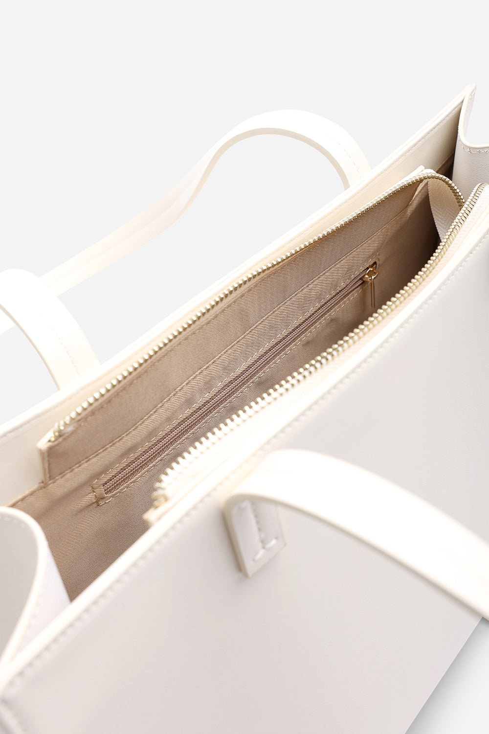 Cream Bailee Double Handle Tote Bag with Central Fastening, Image 5 of 6