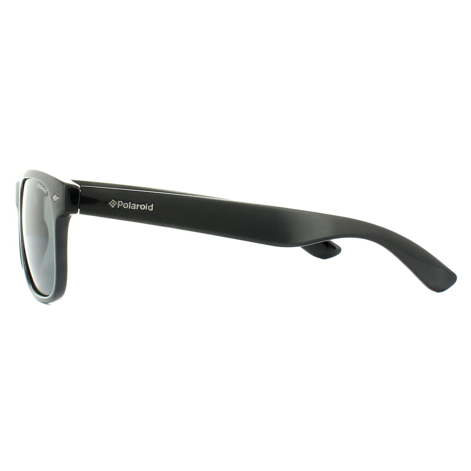Black Polaroid Black Rectangle Shiny Black Grey Polarized Sunglasses, Image 3 of 4