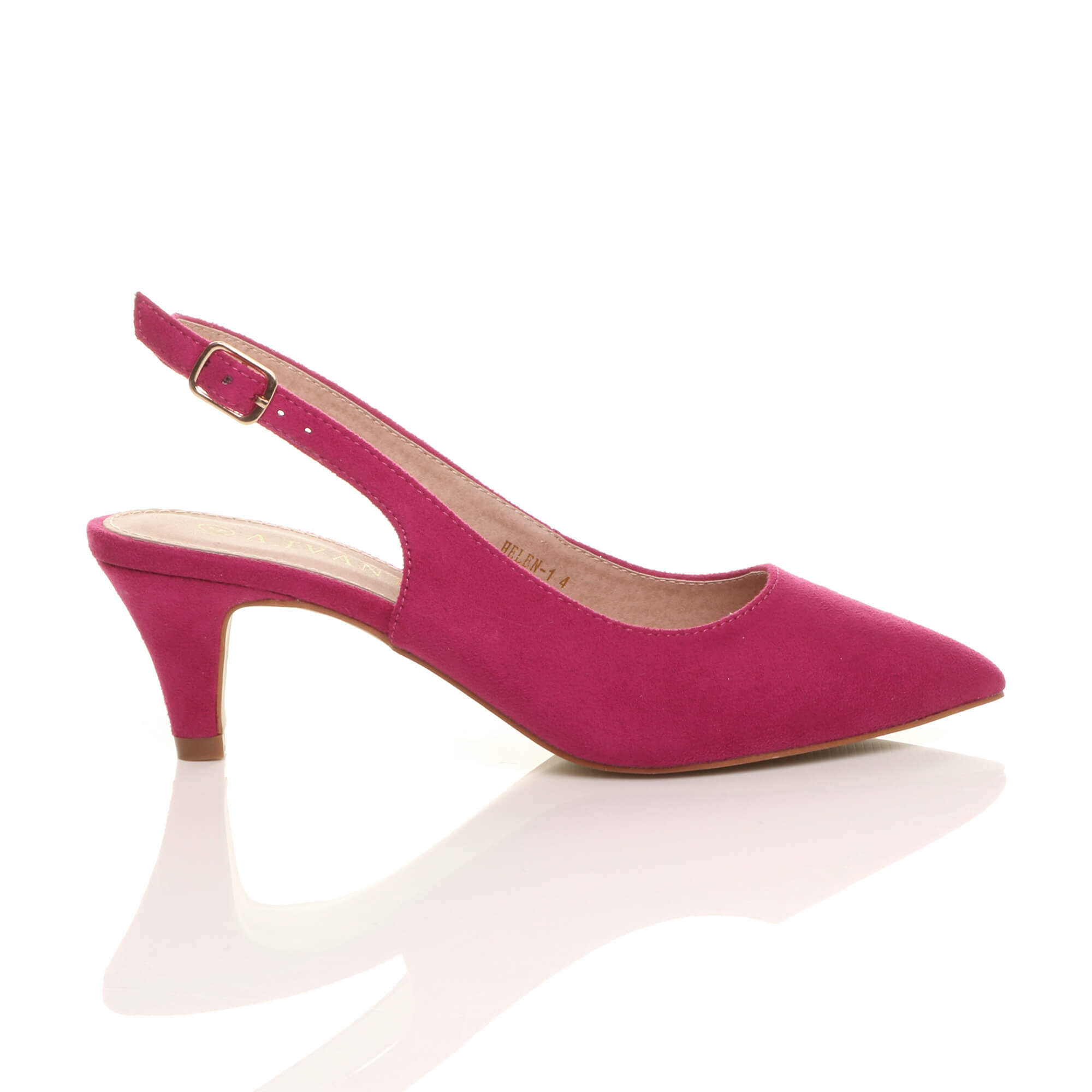 Fuchsia AJVANI Fuchsia Mid Heel Slingback Pointed Toe Court Shoes, Image 2 of 6
