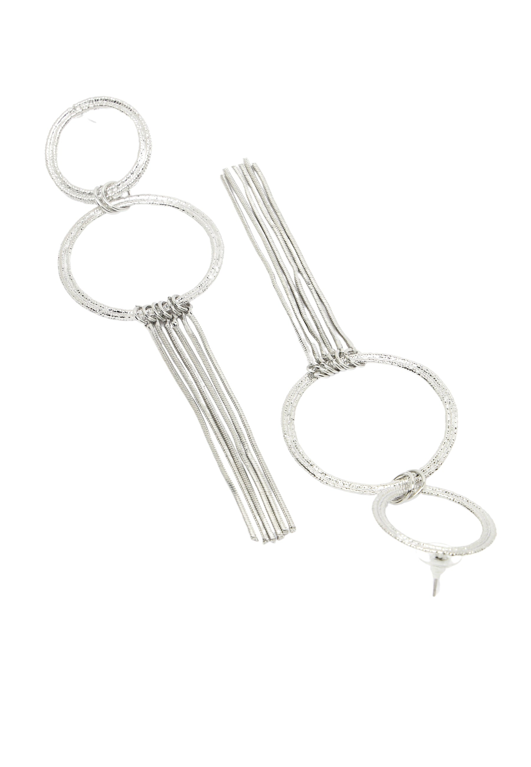 Silver Elegant Circular Fringe Earrings In Silver, Image 3 of 5
