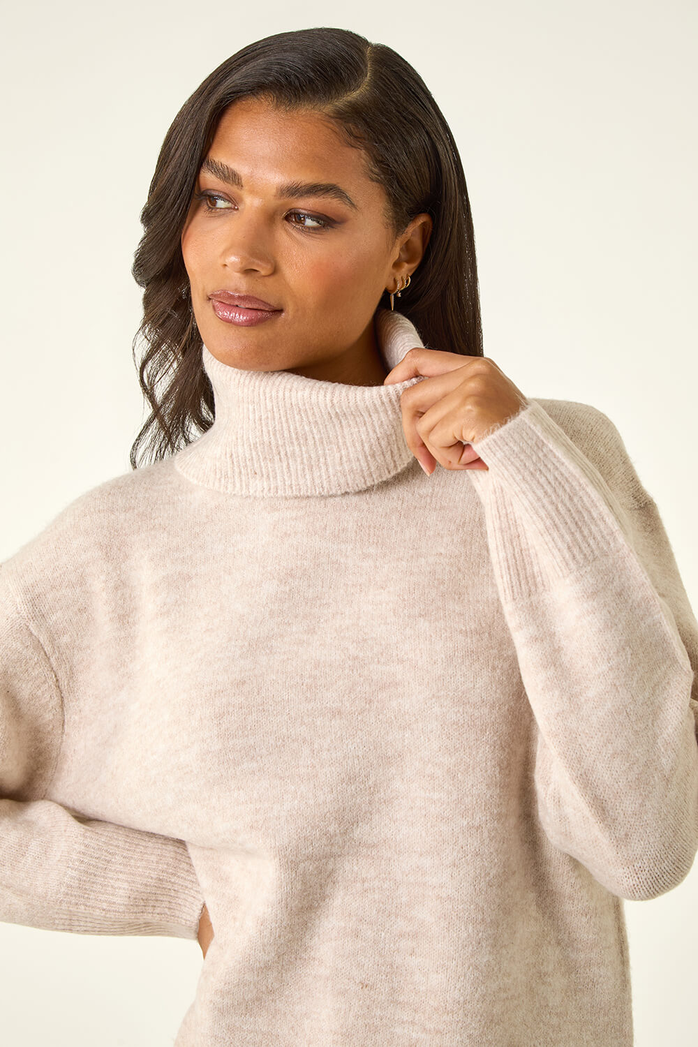 Natural Turtleneck Knit Jumper, Image 1 of 7