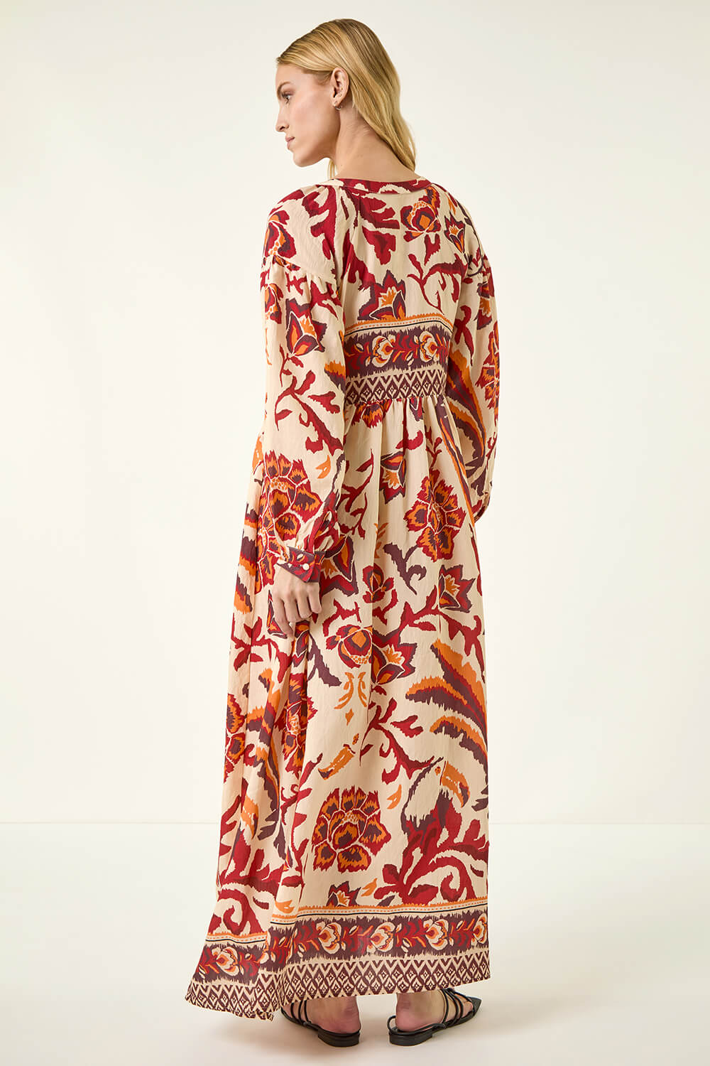 Stone Floral Border Print Maxi Dress , Image 4 of 5