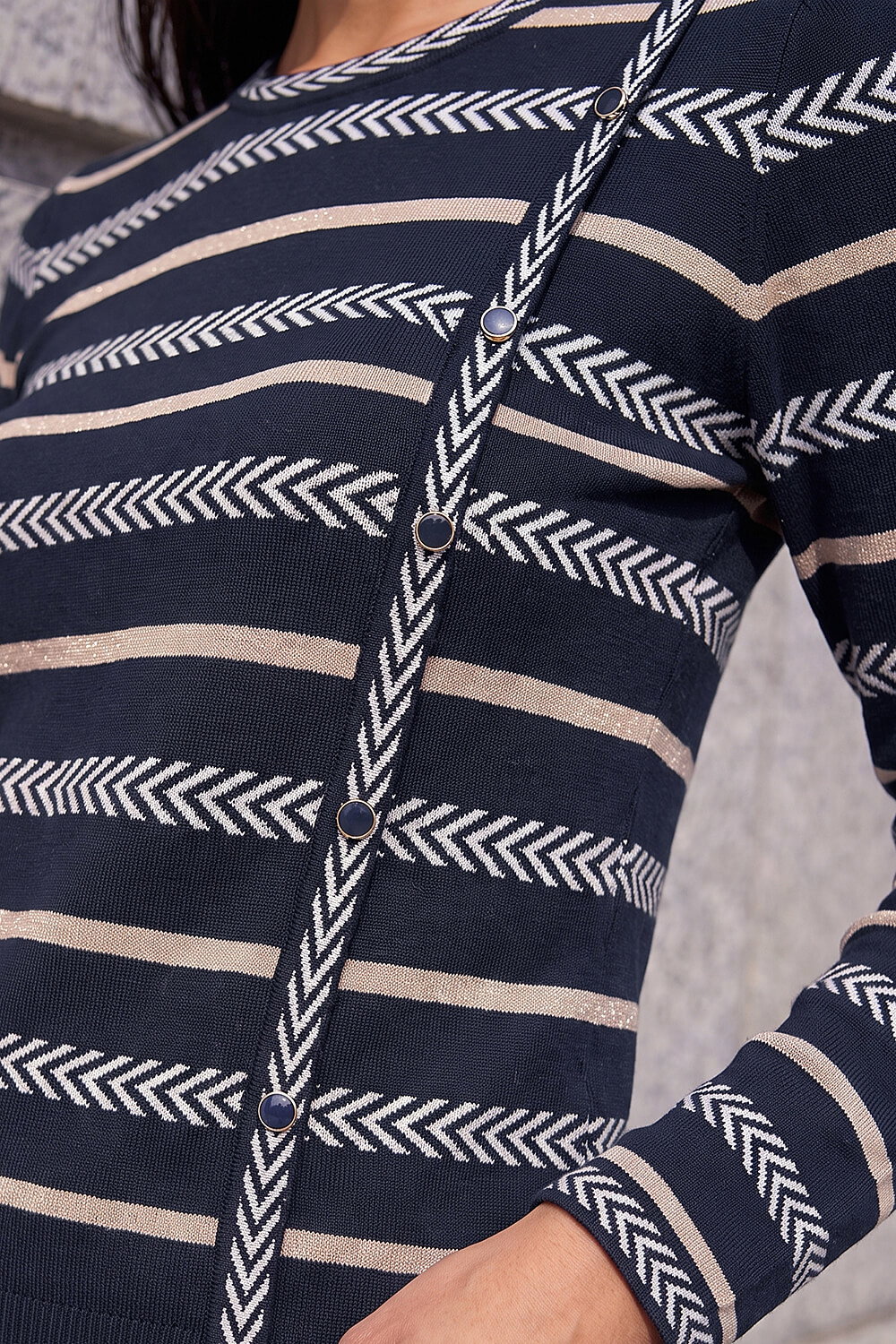 Navy Petite Stripe Knit Jumper, Image 5 of 4