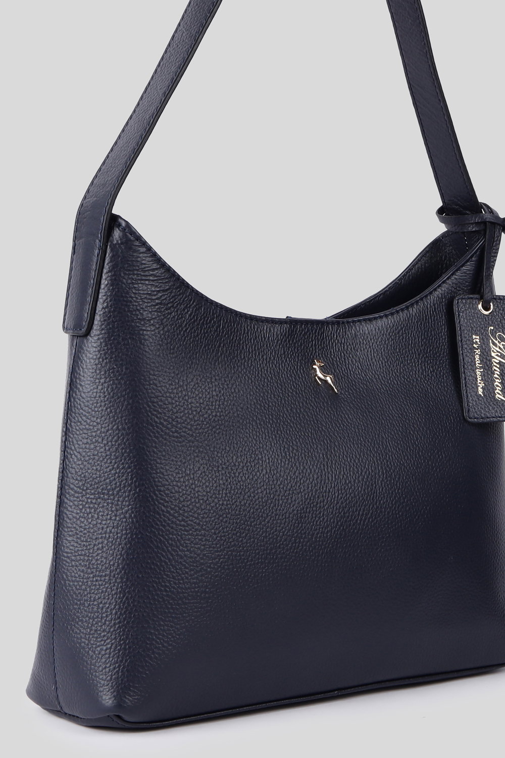 Navy Ashwood Leather Navy 'Splendore di Milano' Real Leather Hobo Shoulder Bag, Image 2 of 4