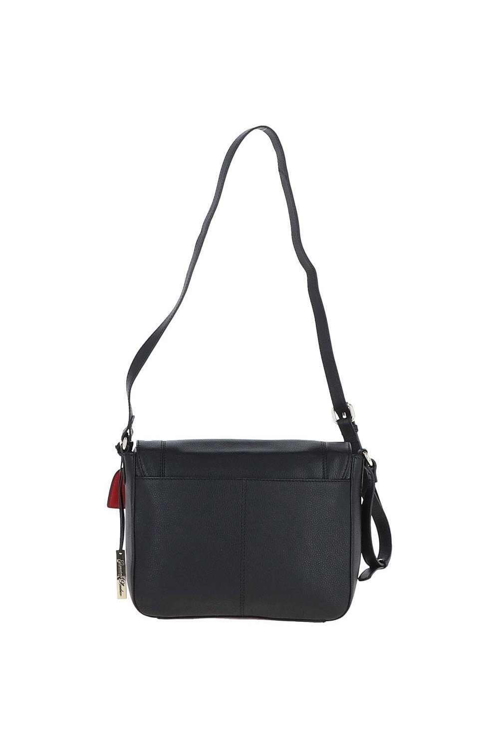 Black 'Tsanta' Flap Over Real Leather Shoulder Bag, Image 3 of 4