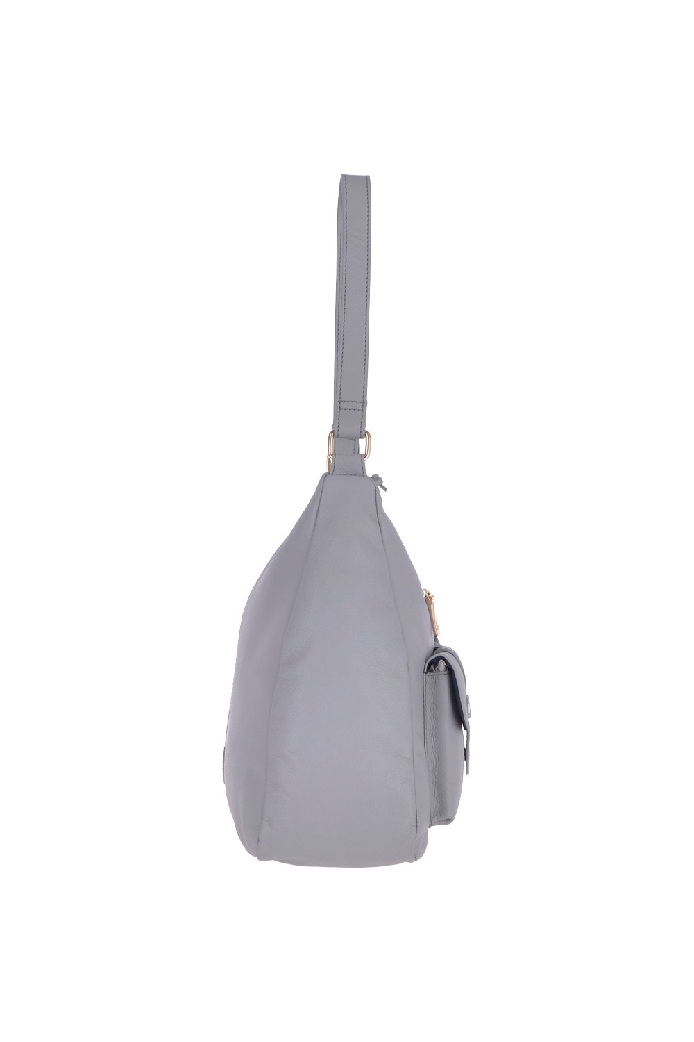 Grey Real Leather Medium Shoulder Bag, Image 5 of 5