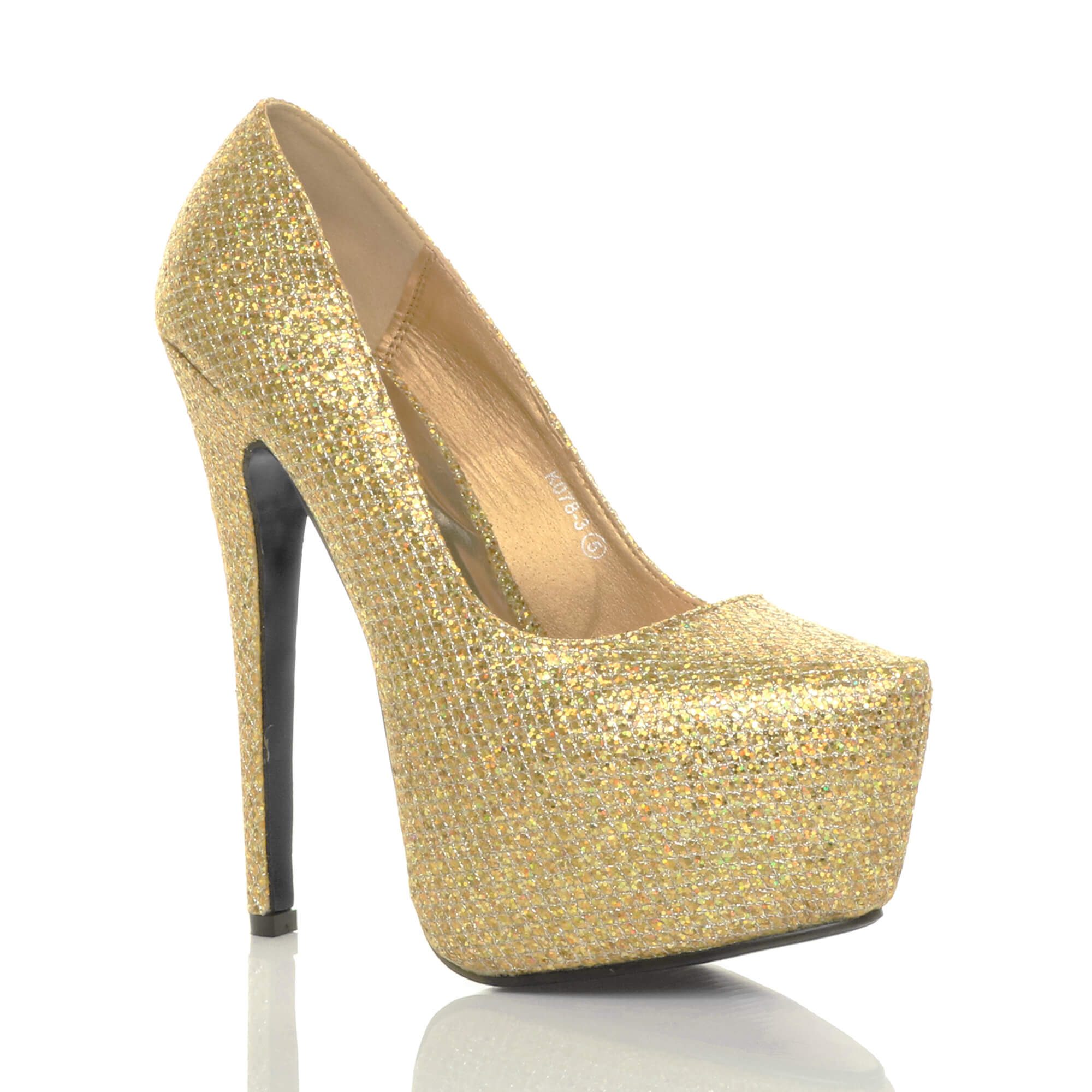 Black High Heel Platform Court Shoes