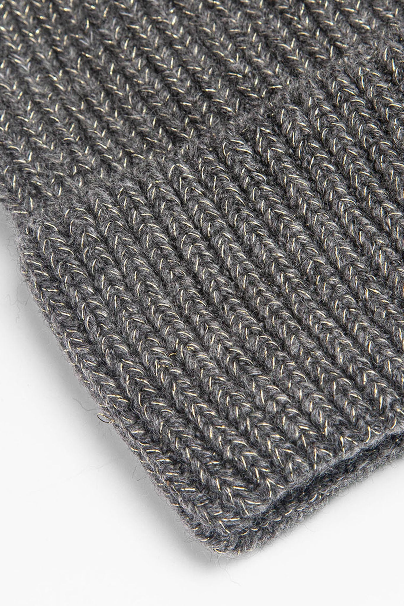Dark Grey Glitter Knitted Winter Beanie Hat, Image 2 of 3