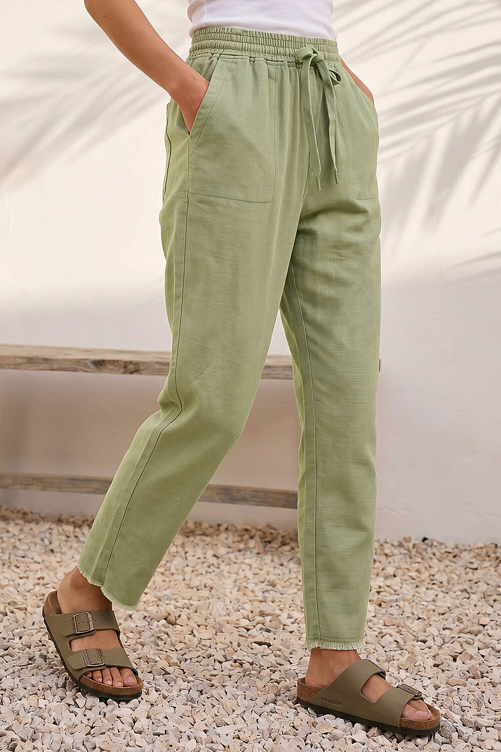 Sage Petite Elasticated Waist Trouser, Image 3 of 4