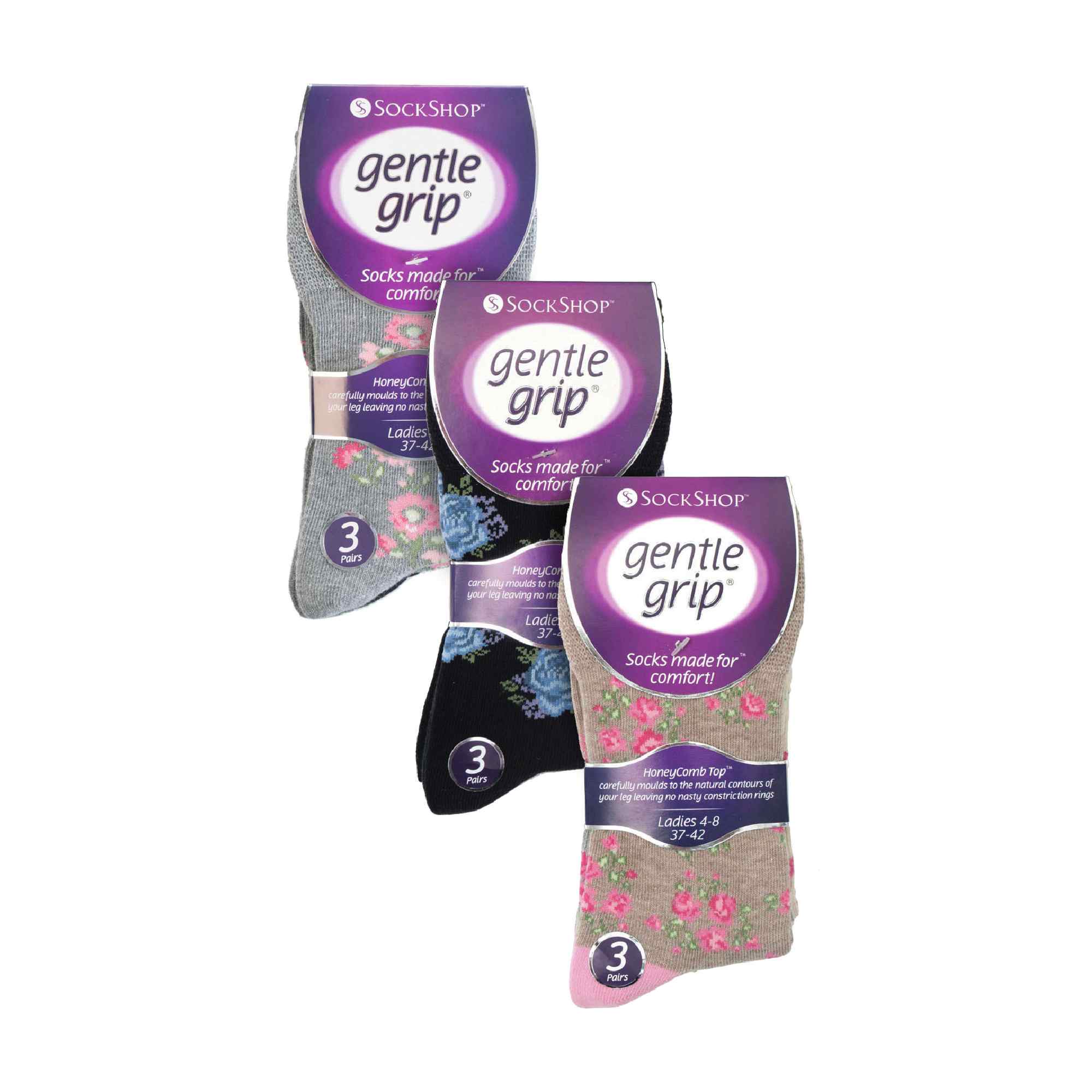 Light Grey 9 Pairs Cotton Patterned Non Elastic Socks, Image 5 of 5