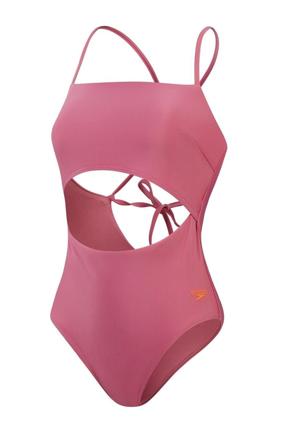 Pink Cut Out Tie Back One Piece Swimsuit, Image 1 of 4