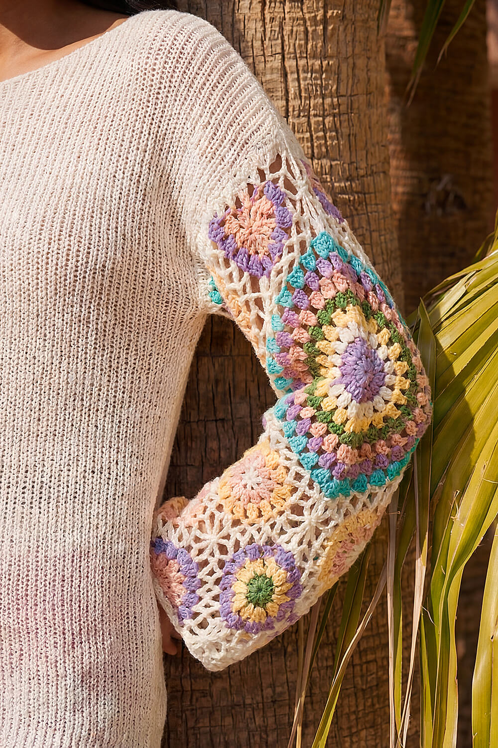 Multi Crochet Sleeve Jumper, Image 5 of 4