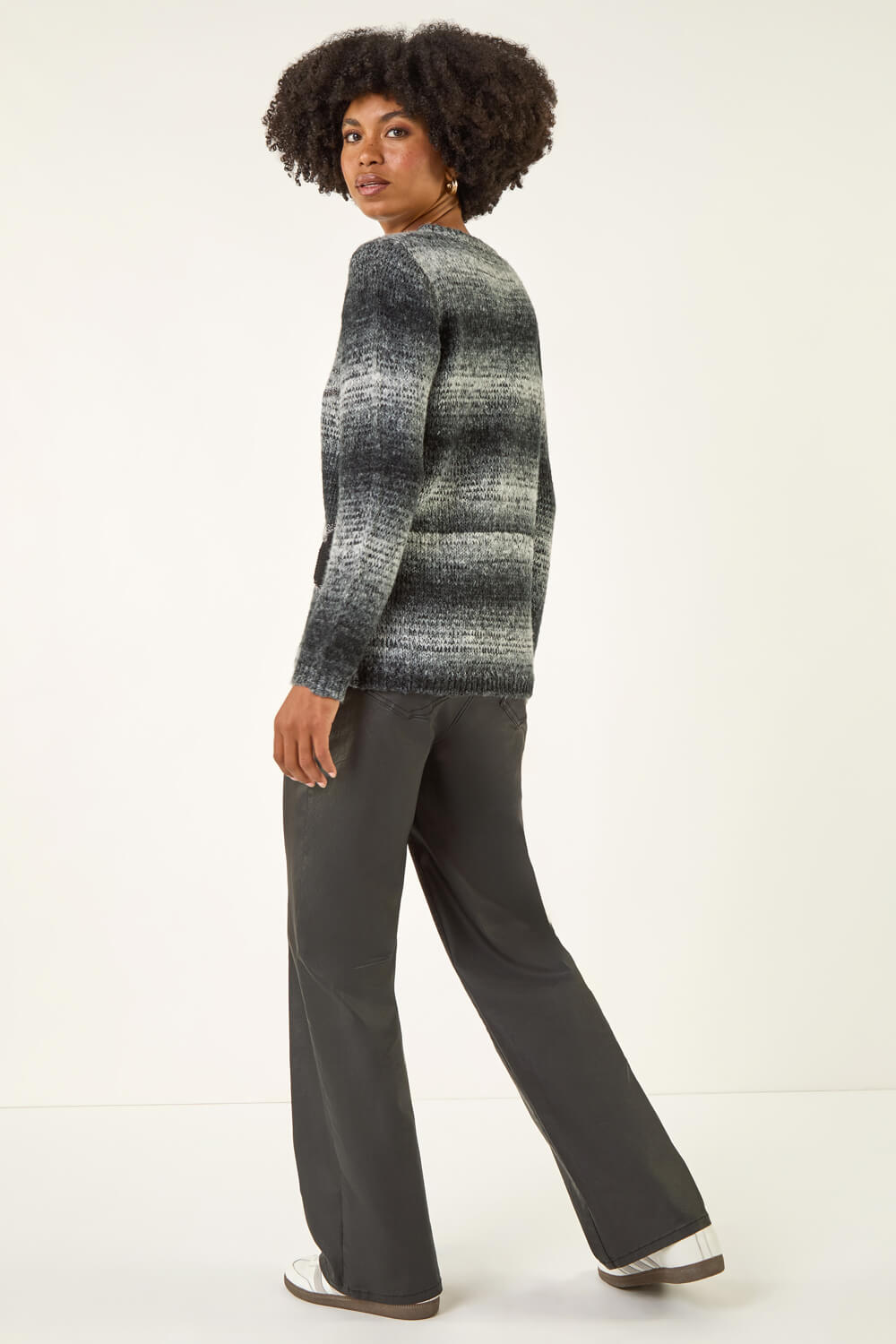 Black Colour Block Knit Jumper, Image 4 of 5