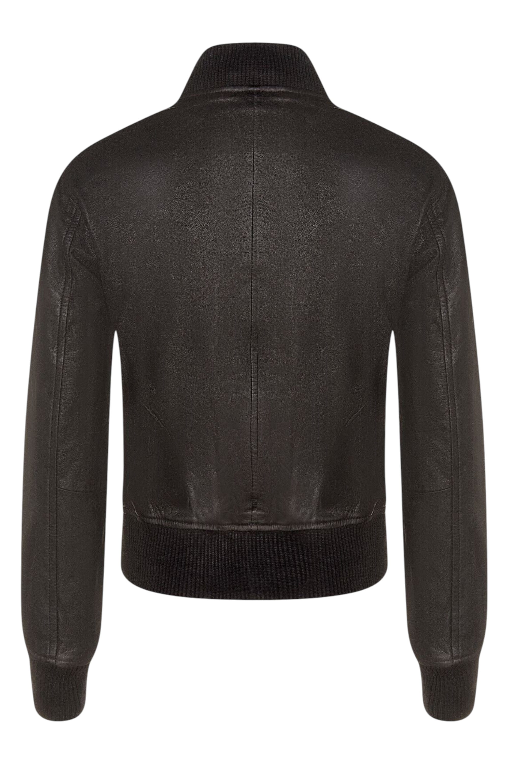 Black MA-1 Leather Bomber Jacket-Newcastle, Image 3 of 4