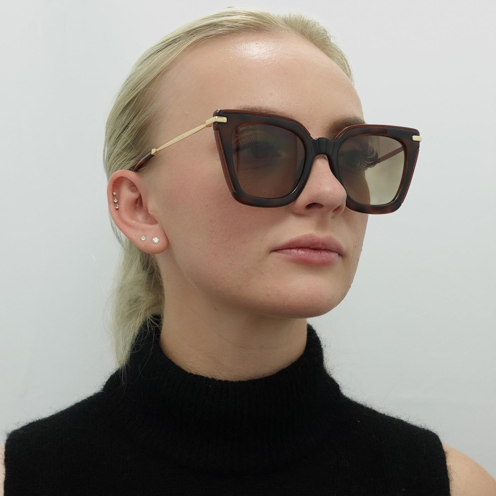 Brown Jimmy Choo Brown Square Glitter Havana Brown Gradient Sunglasses, Image 5 of 6