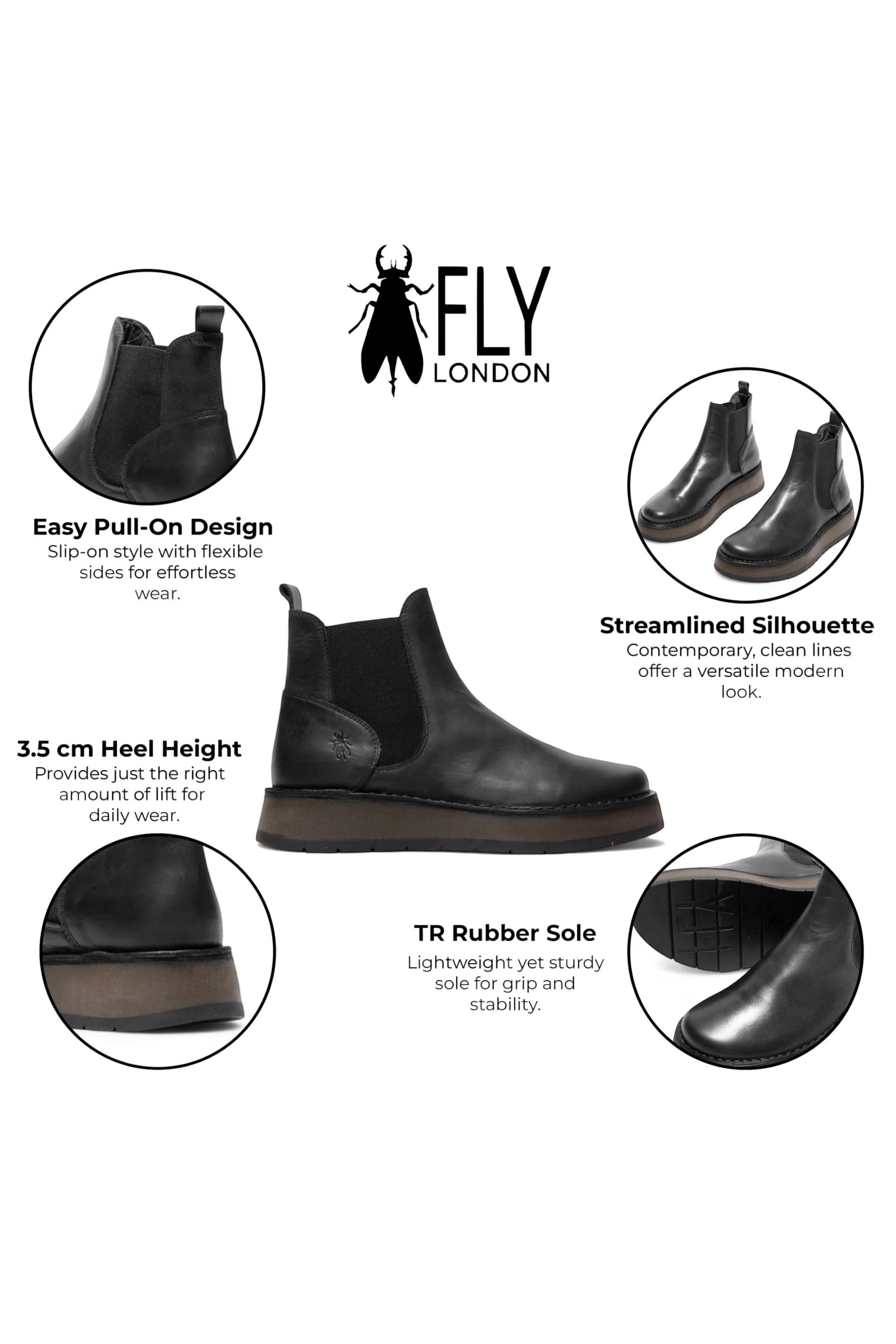 Black Womens Heel Ankle Pull-On Boots RAWI131, Image 3 of 5