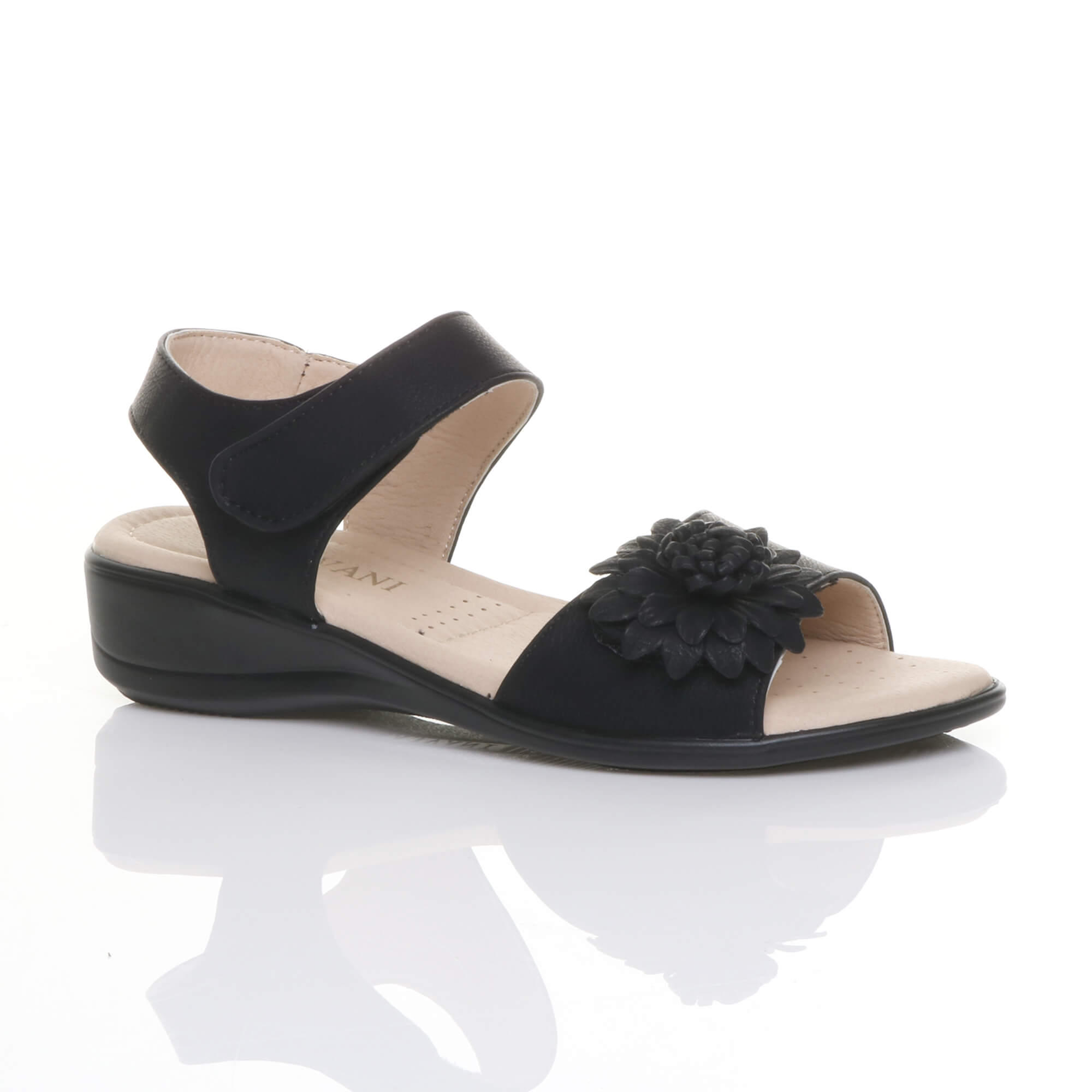 Black AJVANI Black Comfort Touch Close Sandals, Image 1 of 6
