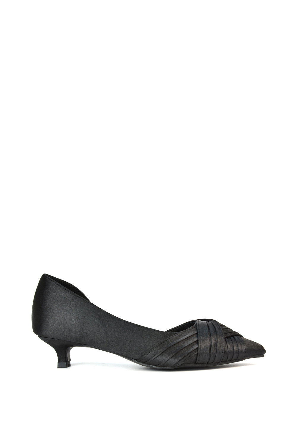 Black XY LONDON Black 'Freya' Pointed Toe Kitten Low Heel Classic Bridal Shoe Pumps, Image 1 of 6