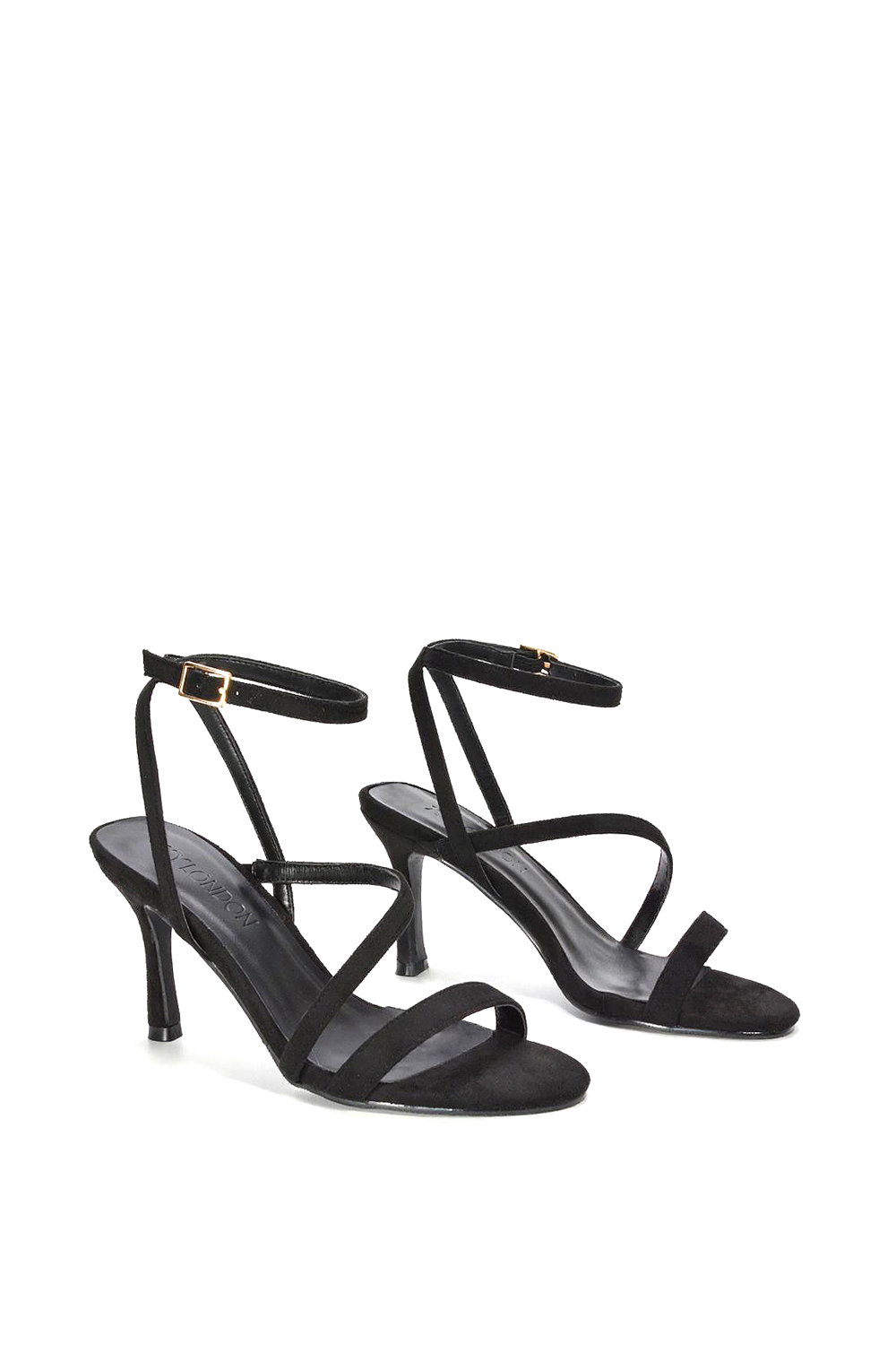 Black XY LONDON Black 'Sherry'' Strappy Barely There Stilettos Heel Shoes, Image 4 of 5