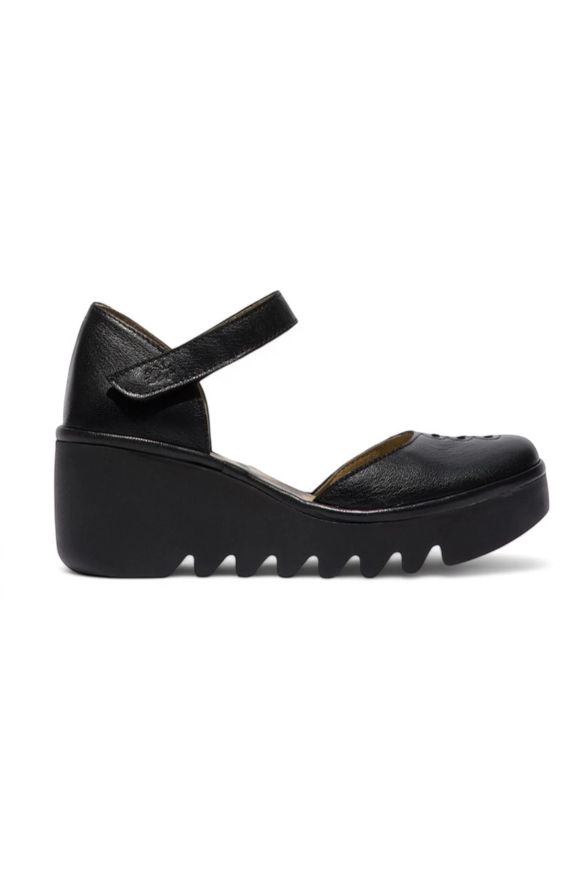 Black Womens Durable Wedge Sandals-BISO305FLY, Image 1 of 5