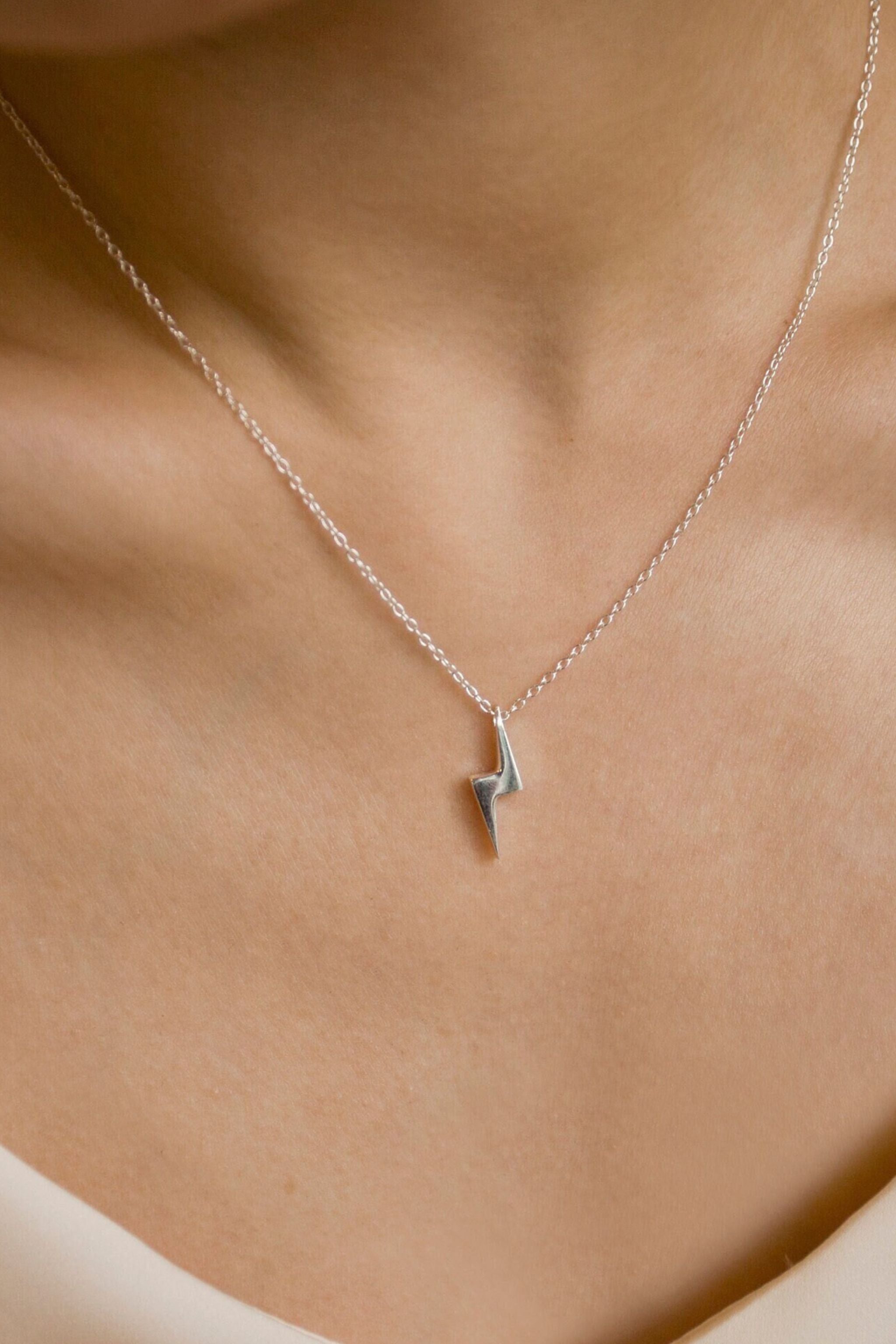 Silver Sterling Silver Lightning Bolt Necklace, Image 2 of 3