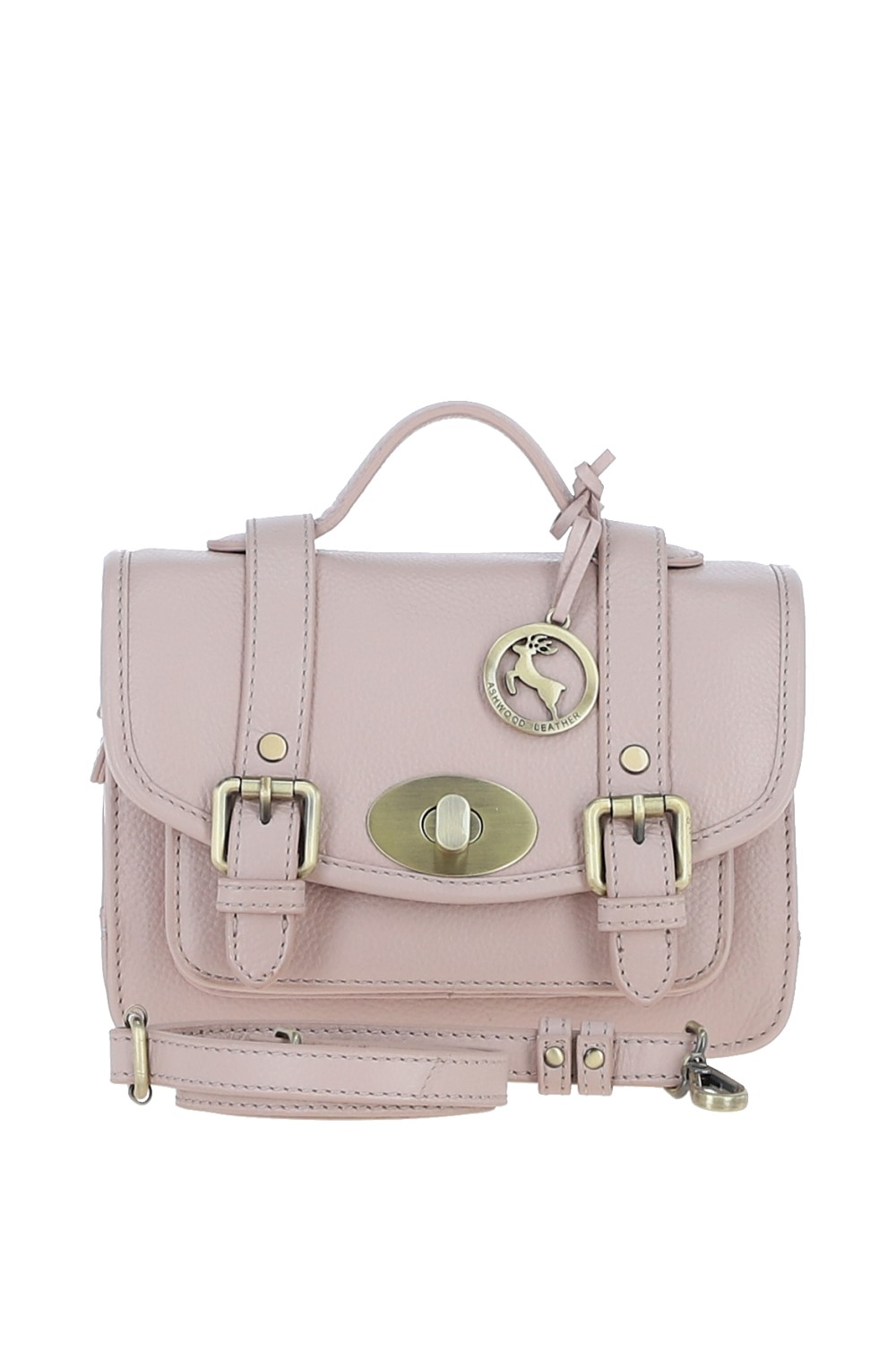 Beige Stylish Real Leather Medium Satchel Bag, Image 1 of 4