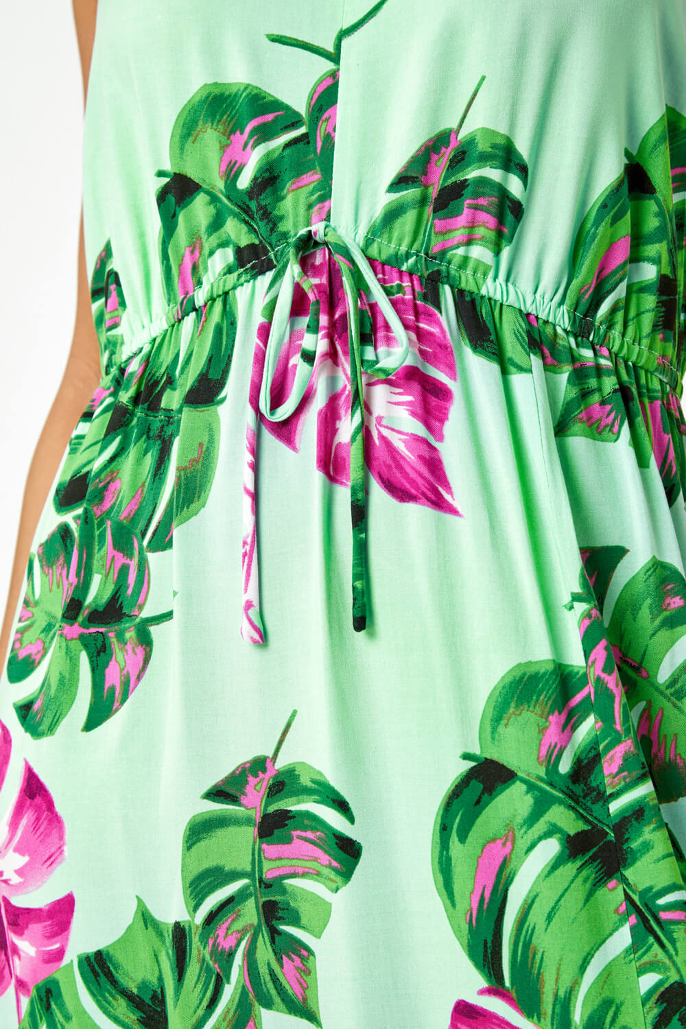Blue Petite Palm Print Stretch Maxi Dress, Image 6 of 5
