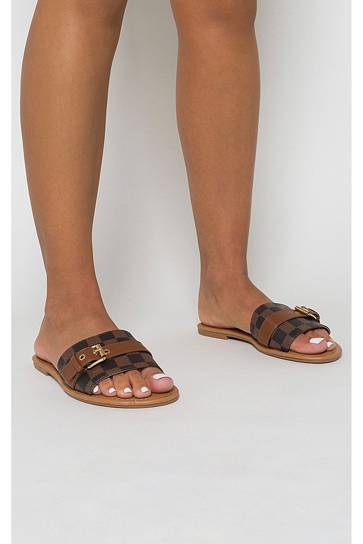Brown 3694 Brown Ariah Open Toe Flat Sandals, Image 3 of 8