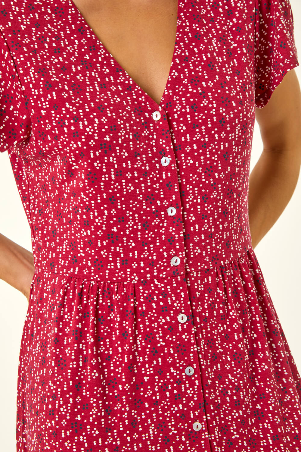 Red Petite Abstract Spot Midi Dress, Image 6 of 5