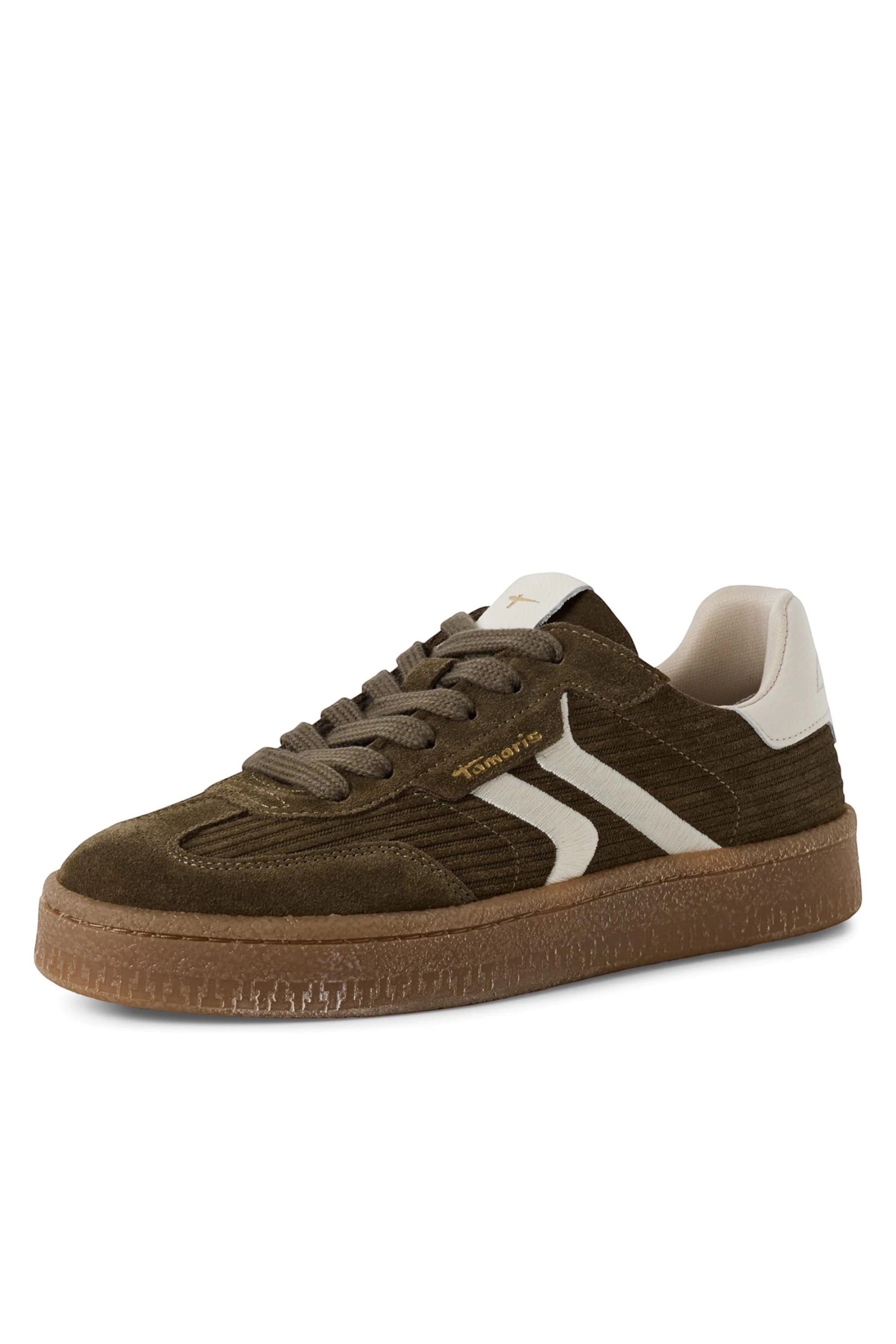 Green Tamaris Womens Olive Green Suede Sneaker, Image 3 of 8