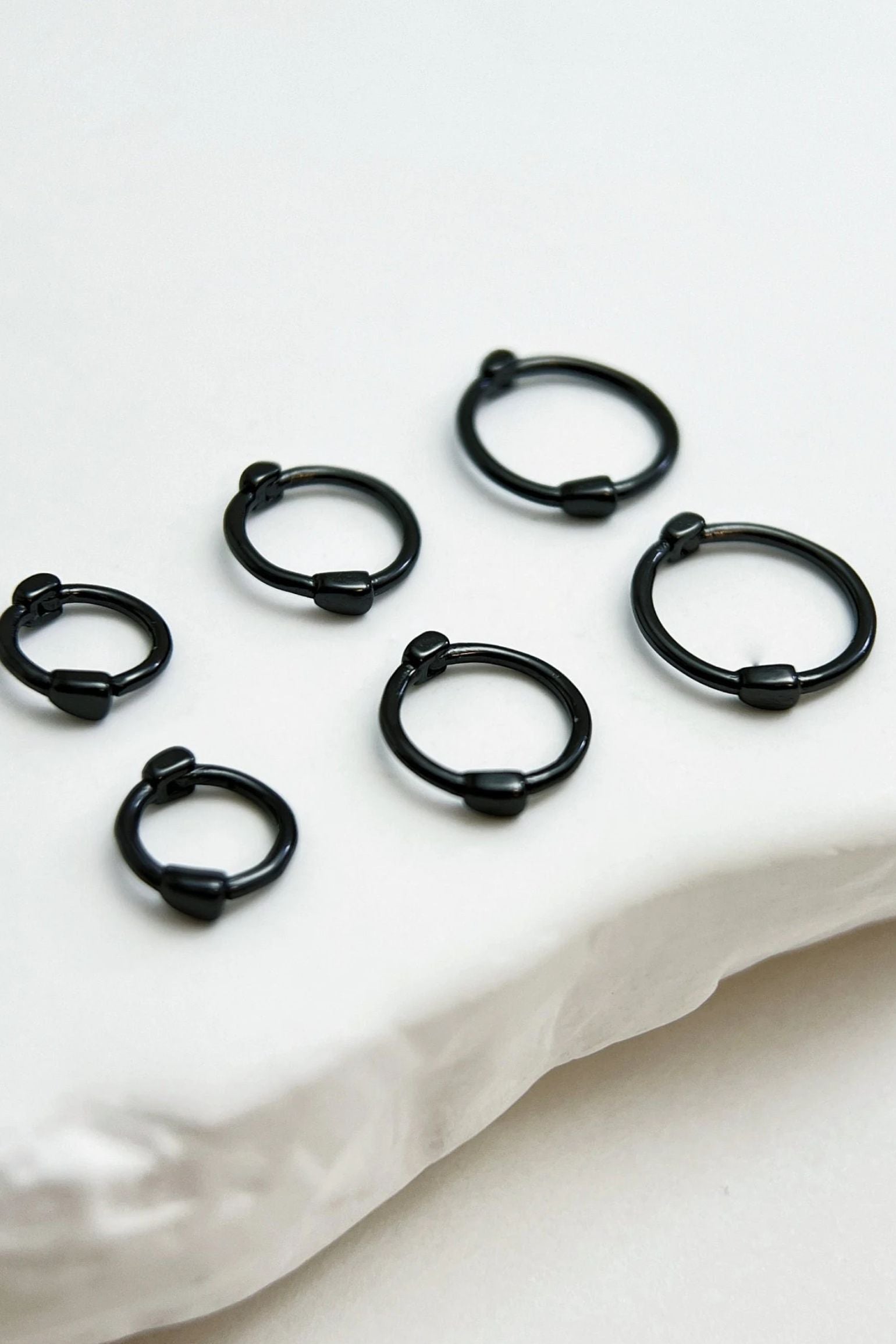 Black Black S999 Silver Huggie Hoops, Image 3 of 4
