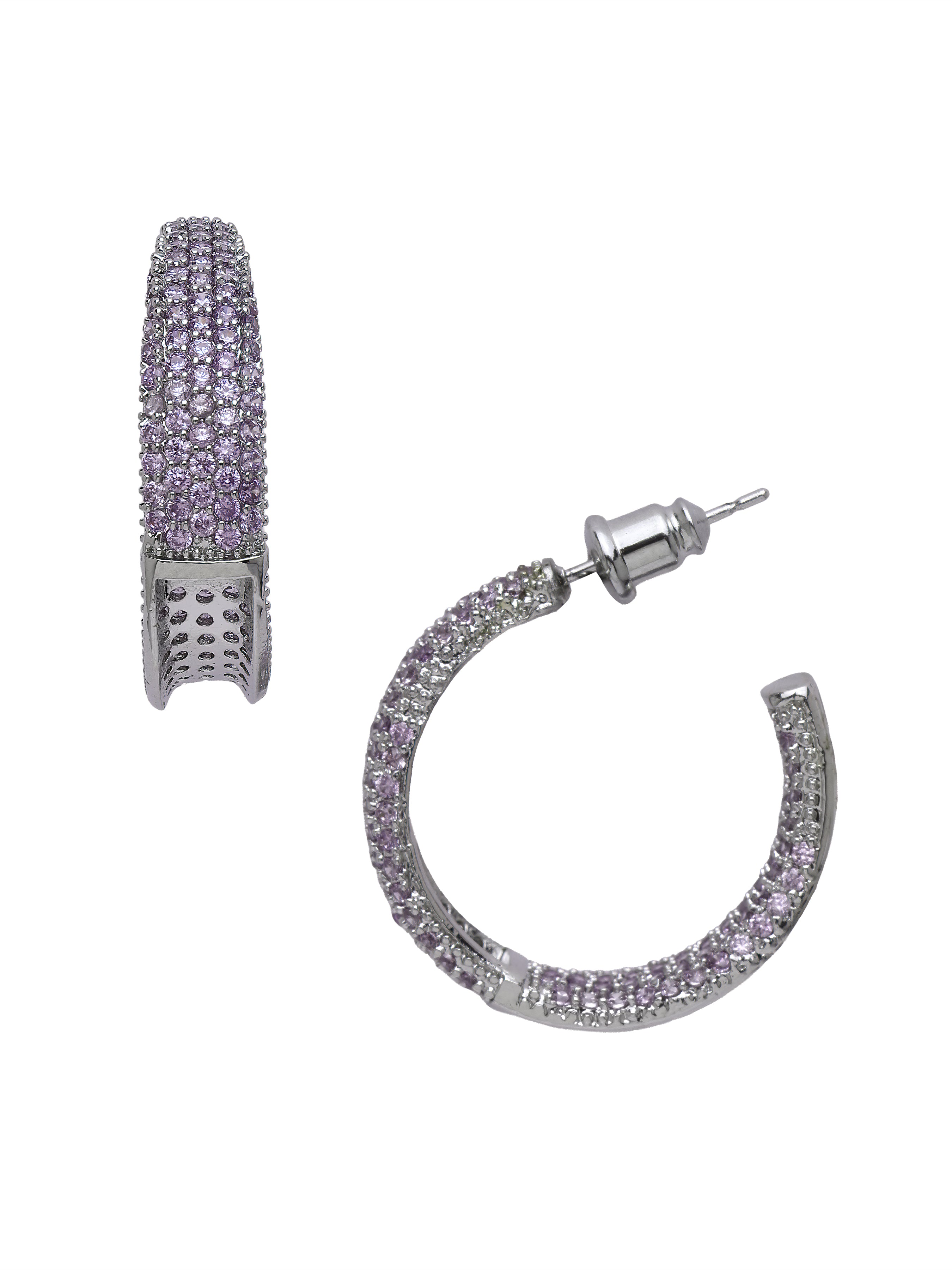 Metallic Pavé Tapered Hoop Earrings