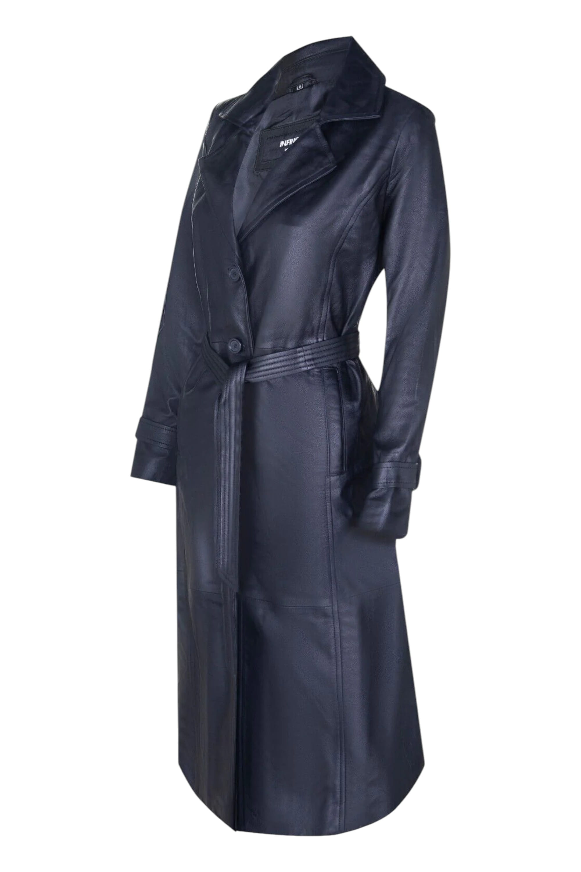 Black Suede Toscana Sheepskin Trench Coat-Rush, Image 2 of 4